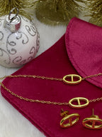 PARRURE COLLIER ET BOUCLES D' OREILLES  ACIER INOXYDABLE