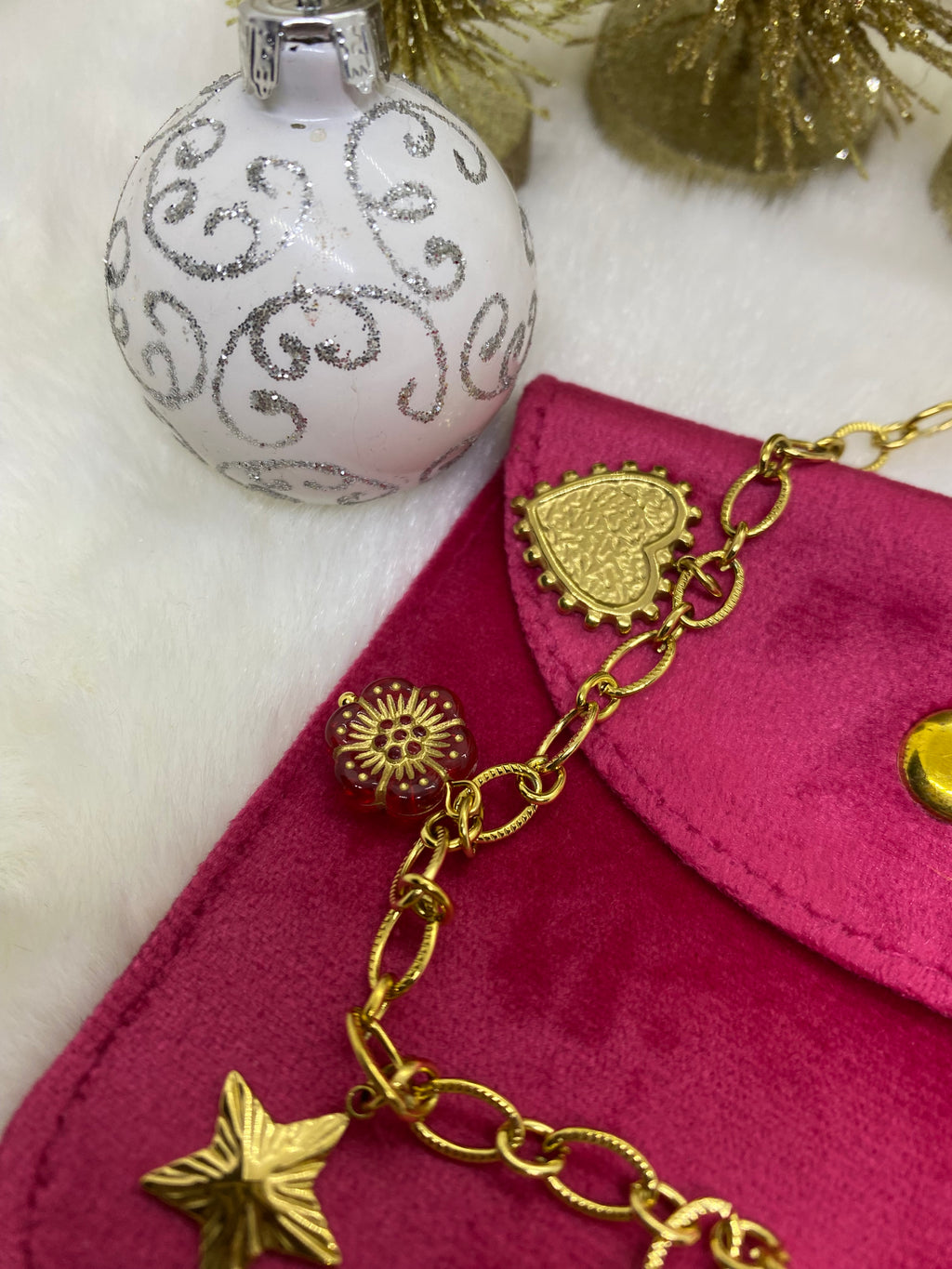 COLLIER CHARM SOLEIL ET COEUR  ACIER INOXYDABLE