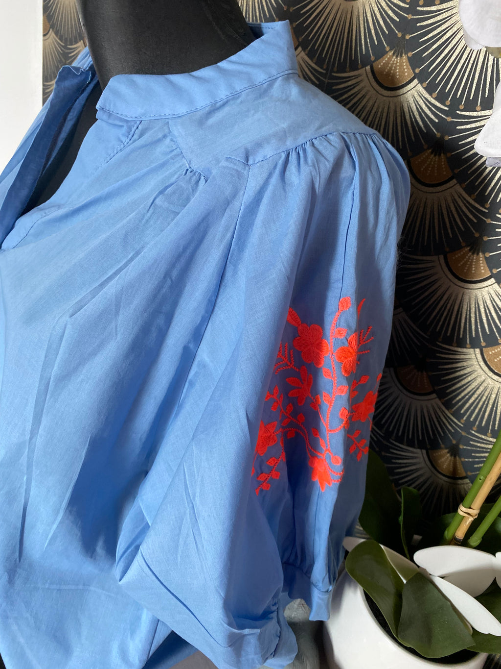 BLOUSE BOHEME BRODEE  TU 34/42 BLEU
