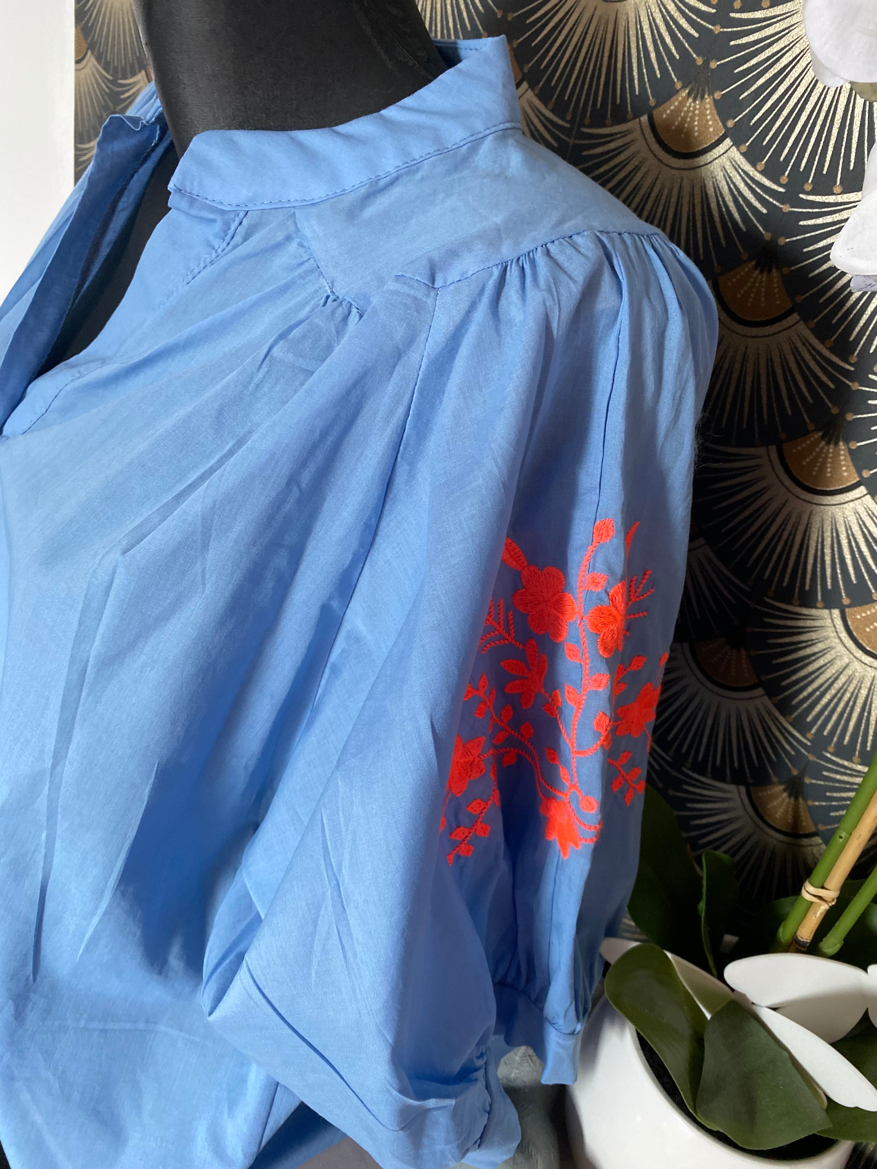 BLOUSE BOHEME BRODEE  TU 34/42 BLEU