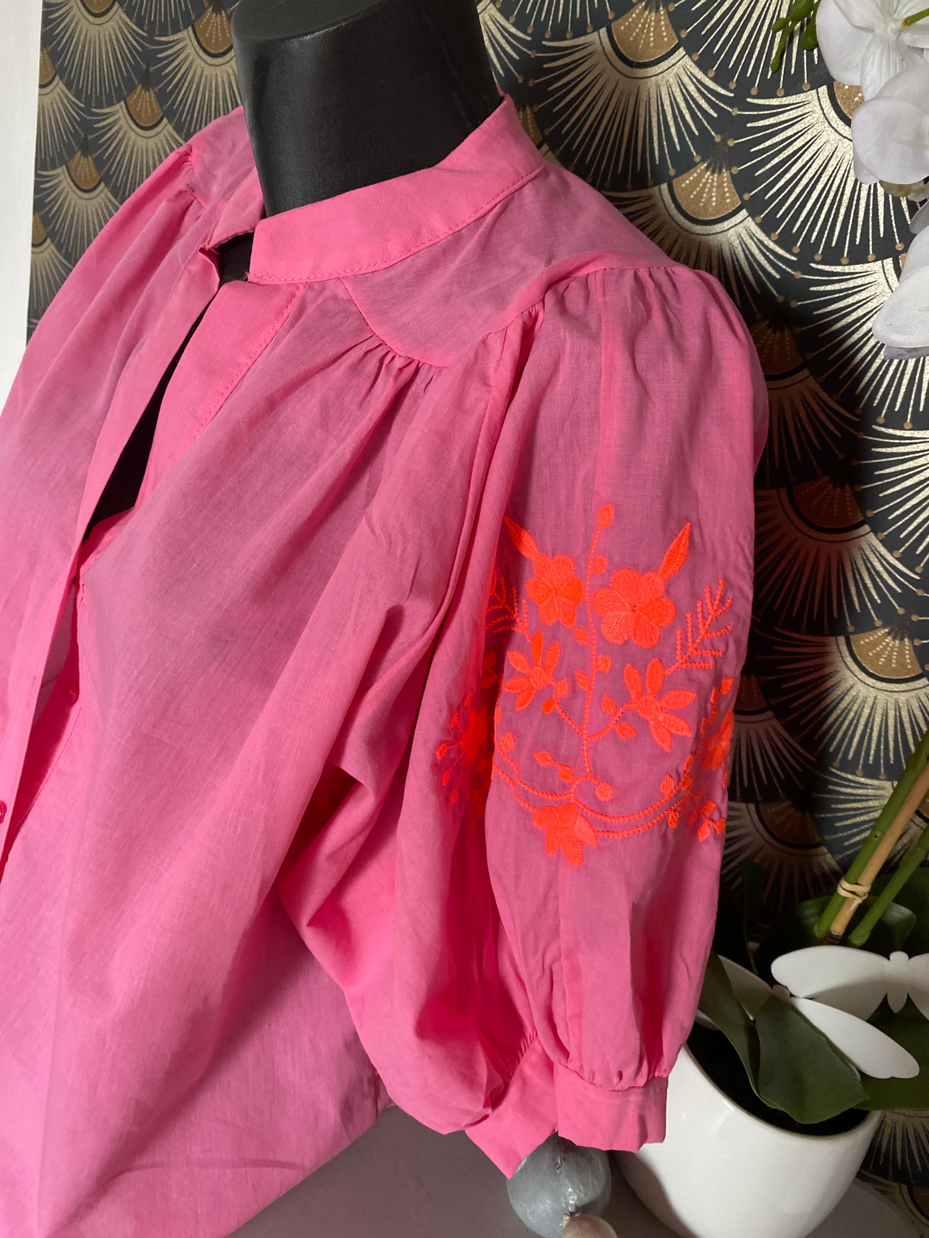 BLOUSE BOHEME BRODEE  TU 34/42 FUSHIA