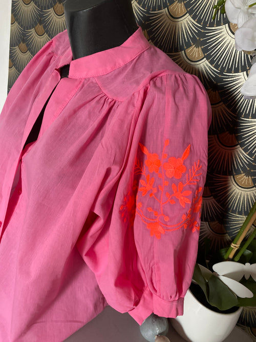 BLOUSE BOHEME BRODEE  TU 34/42 FUSHIA