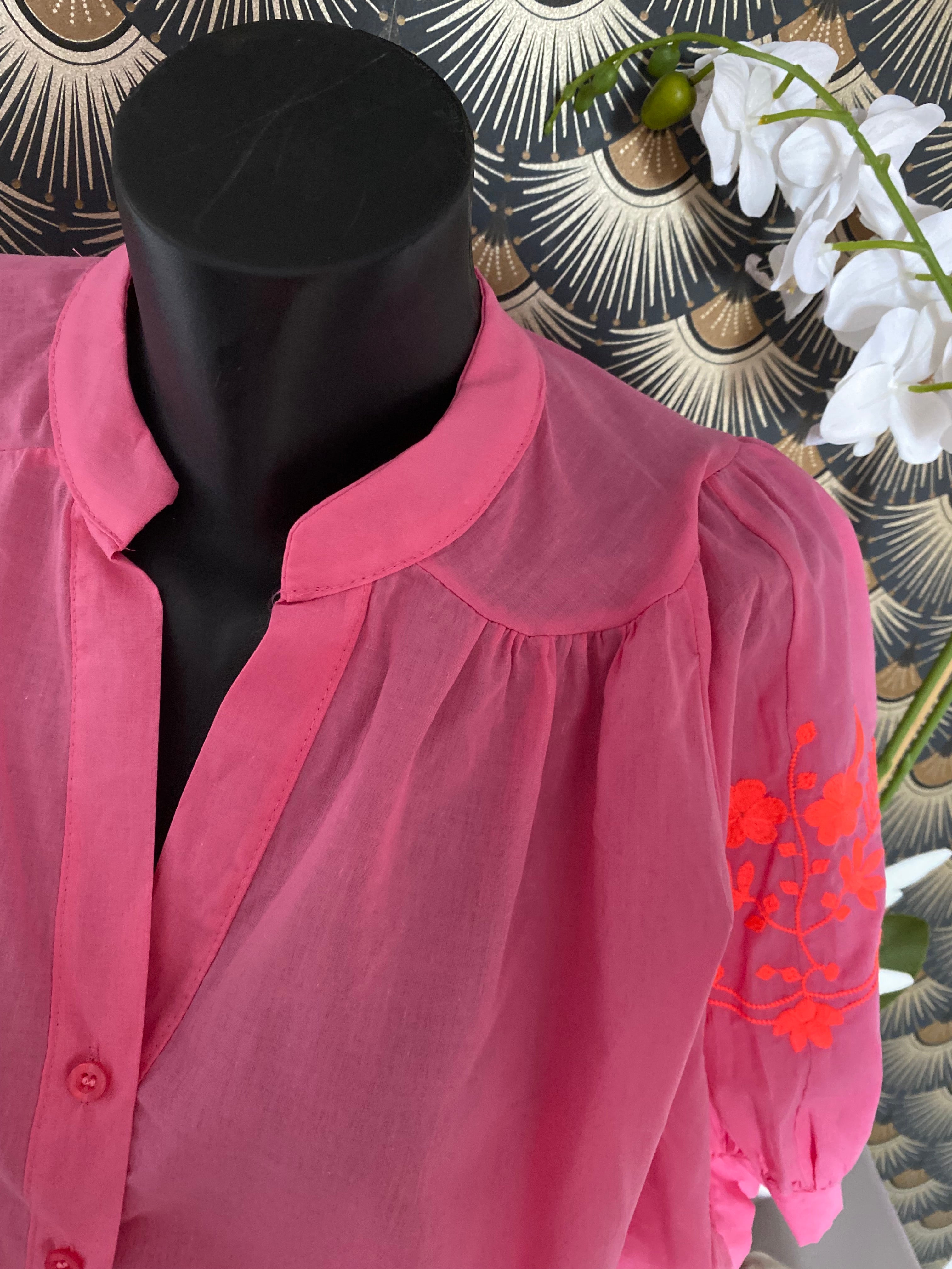 BLOUSE BOHEME BRODEE  TU 34/42 FUSHIA