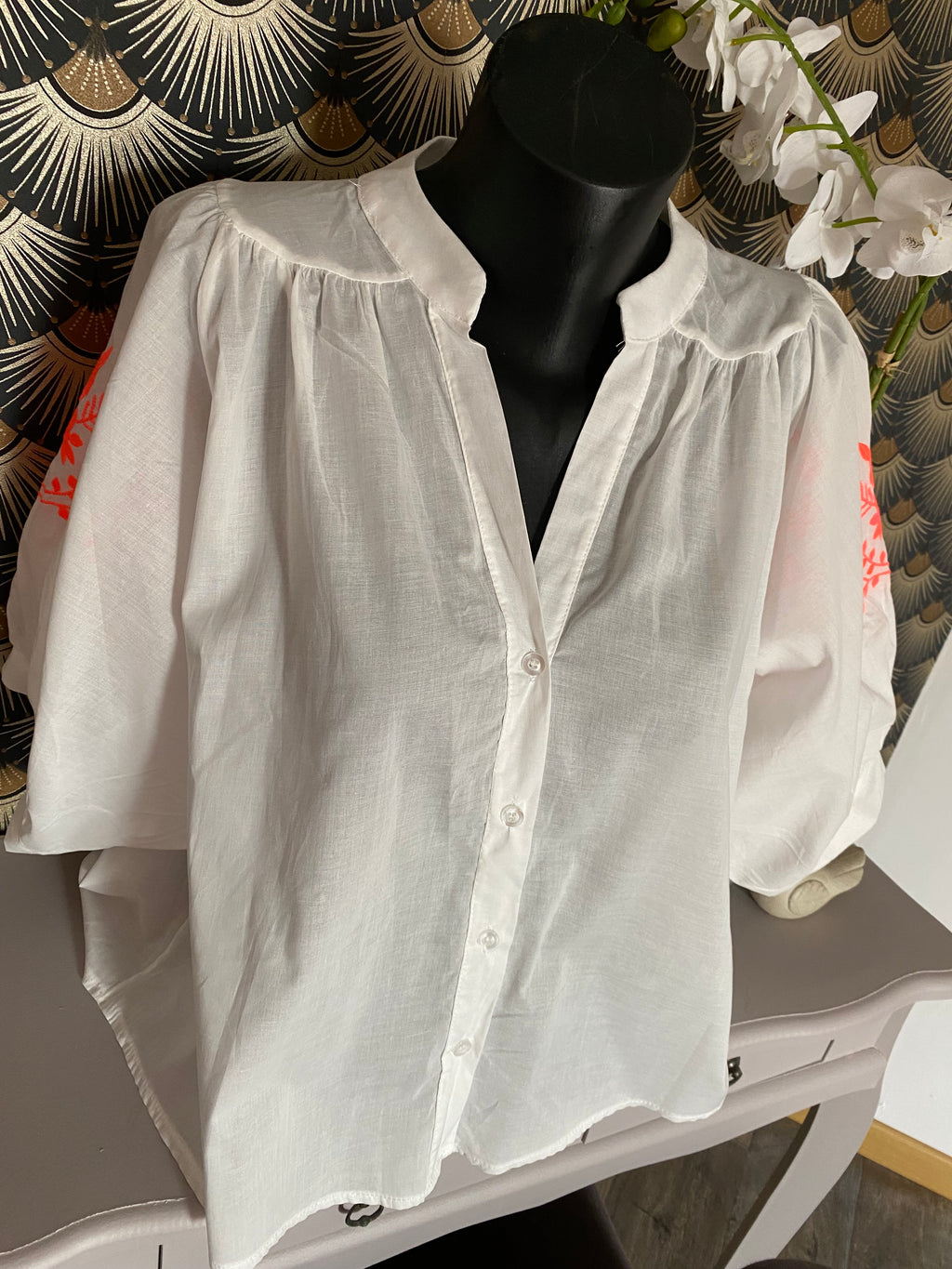 BLOUSE BOHEME BRODEE  TU 34/42 BLANCHE