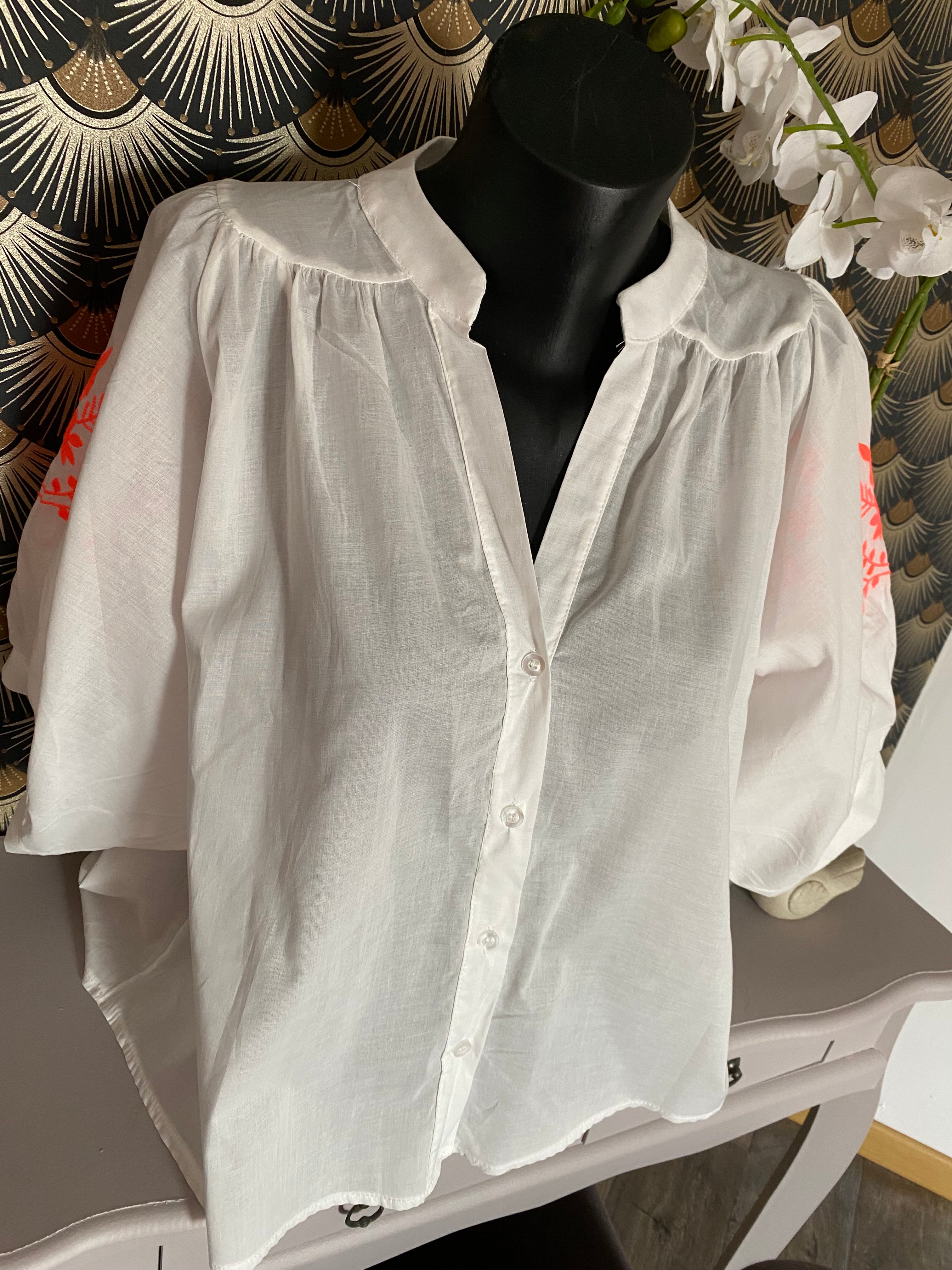 BLOUSE BOHEME BRODEE  TU 34/42 BLANCHE