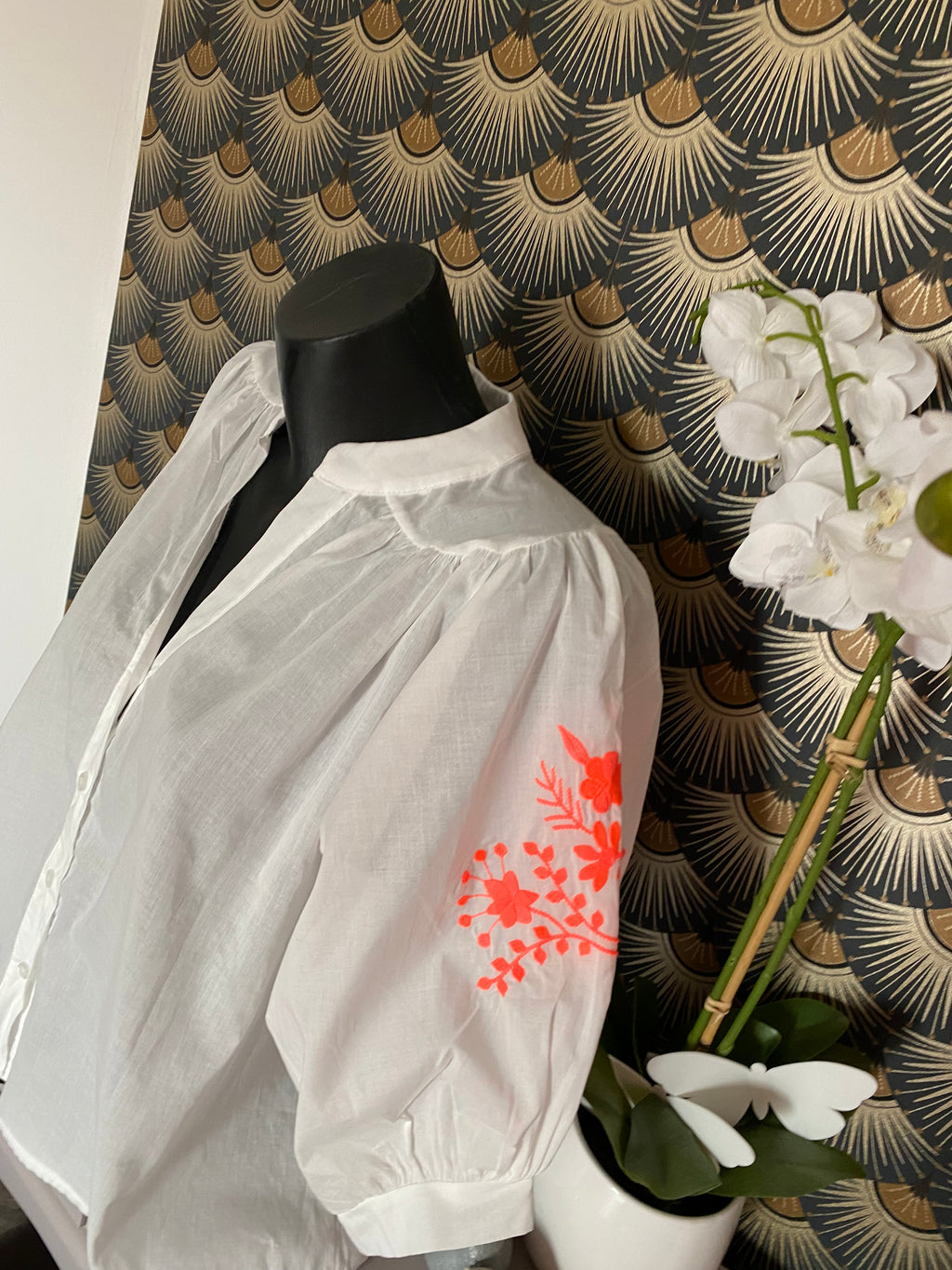 BLOUSE BOHEME BRODEE  TU 34/42 BLANCHE