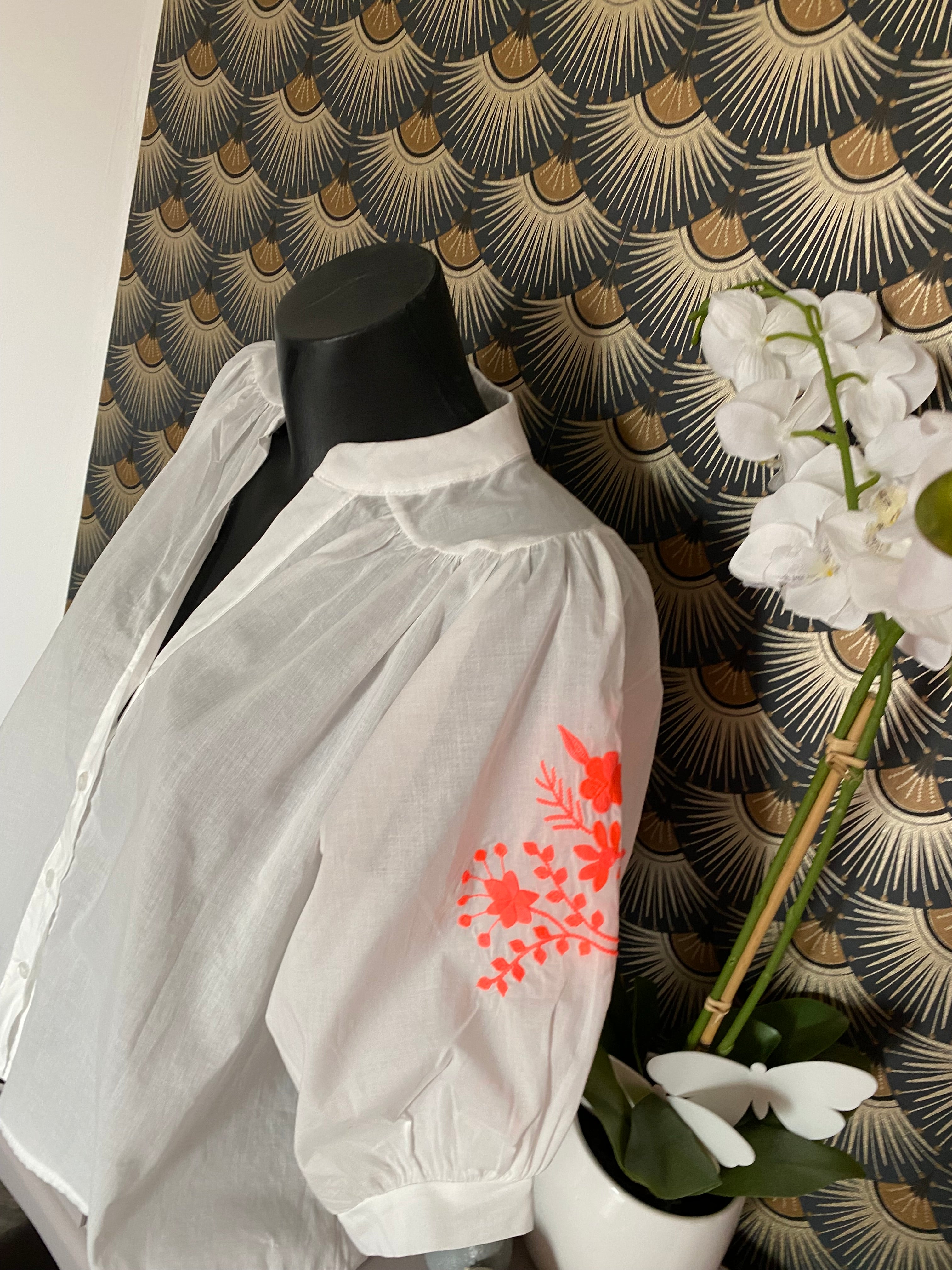 BLOUSE BOHEME BRODEE  TU 34/42 BLANCHE