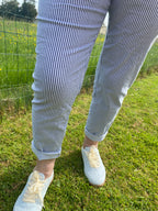 PANTALON RAYE BLEU MARINE    TU 38/44
