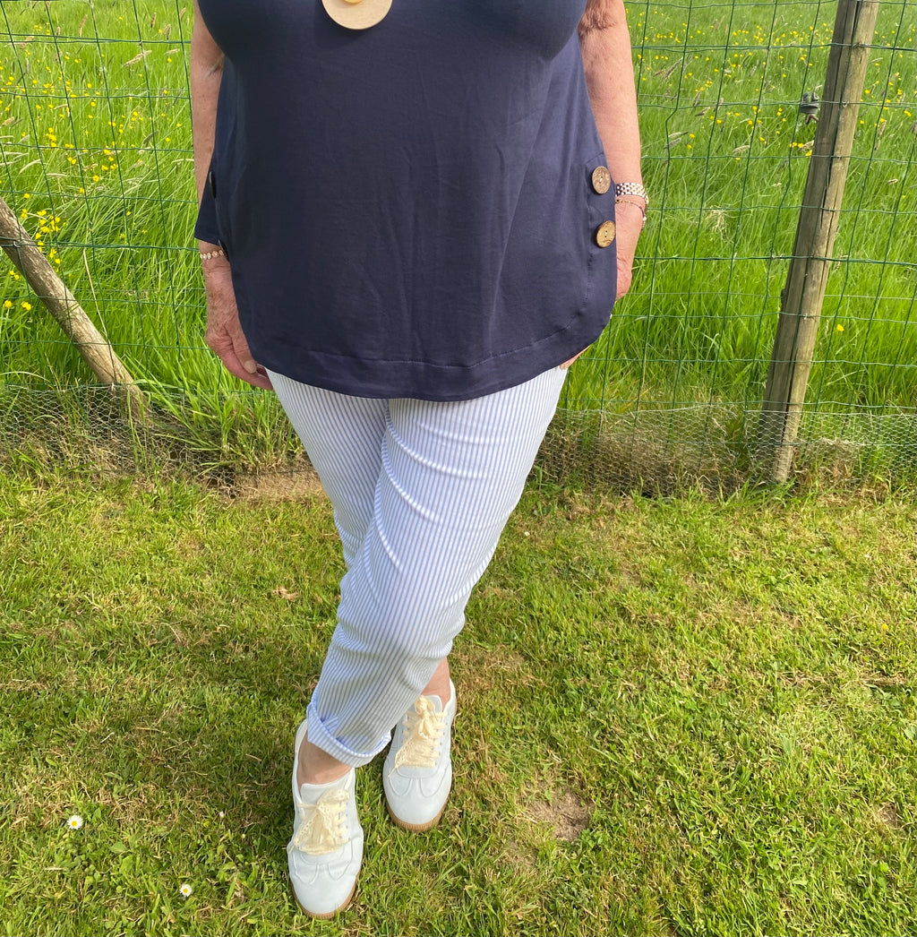 PANTALON RAYE BLEU CIEL  TU 38/44