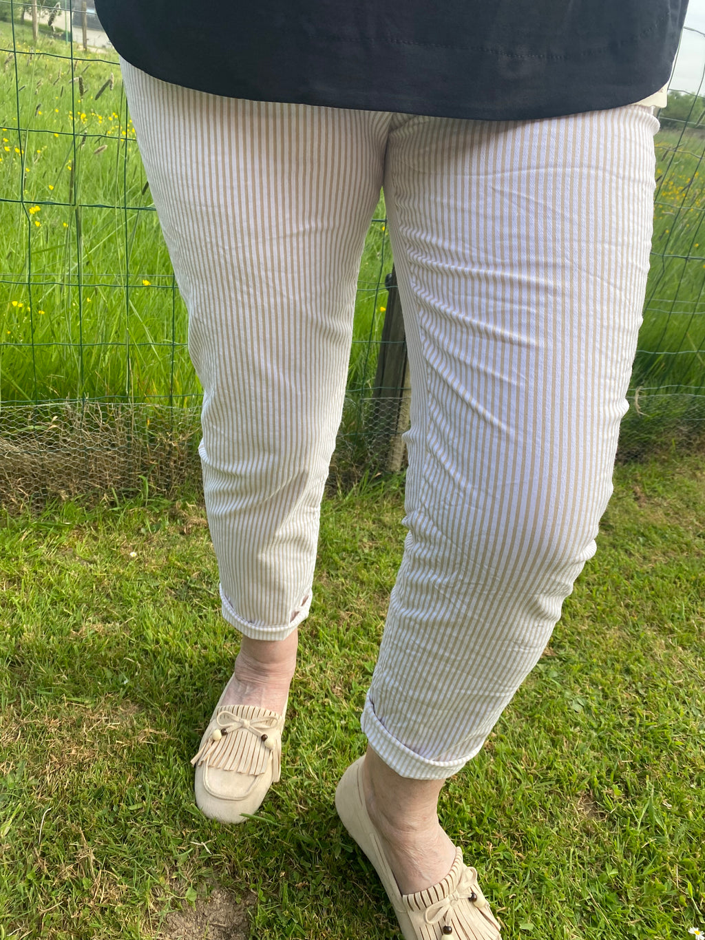 PANTALON RAYE ECRU   TU 38/44
