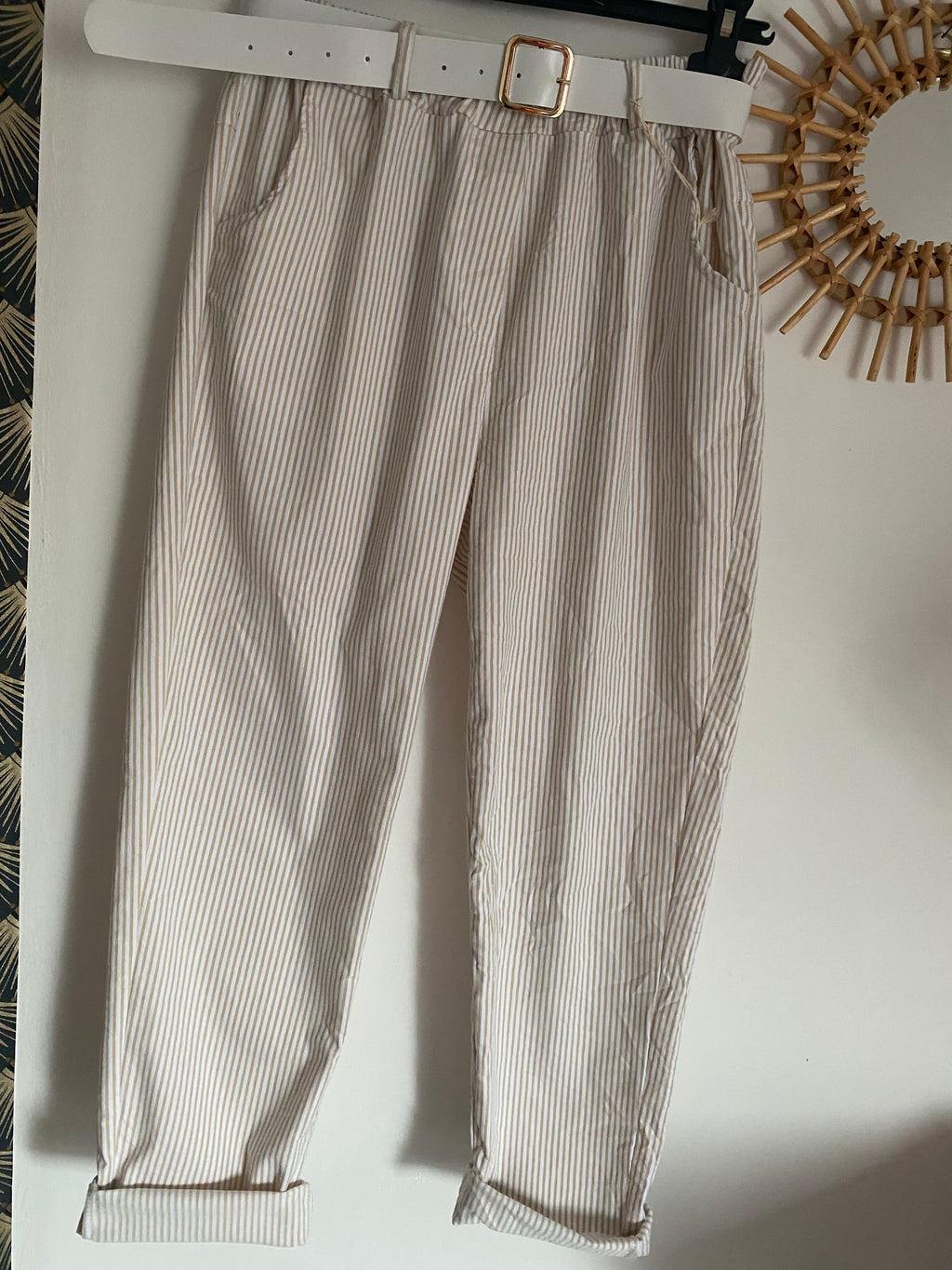 PANTALON RAYE ECRU   TU 38/44