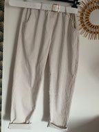 PANTALON RAYE ECRU   TU 38/44
