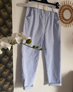 PANTALON RAYE BLEU CIEL  TU 38/44