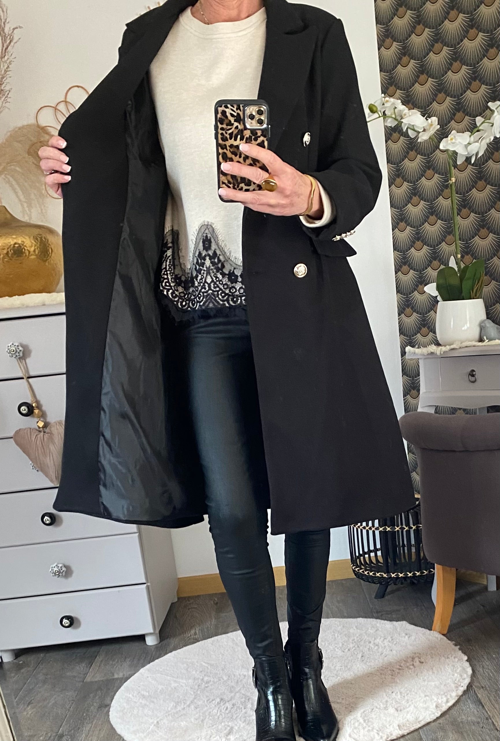 MANTEAU ROSY NOIR  TAILLES : S/M /L /XL