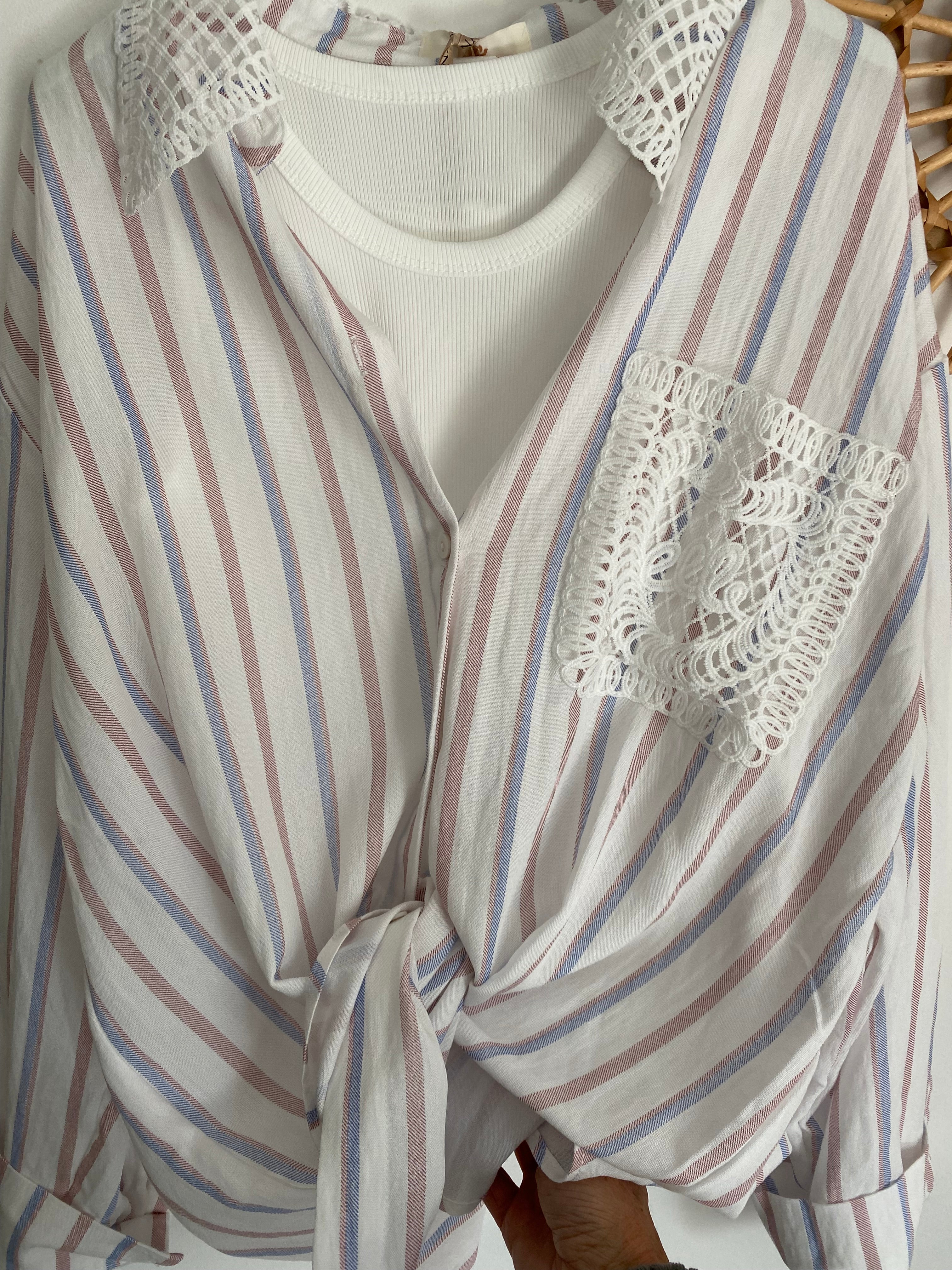 ENSEMBLE CHEMISE ET TOP CARLA RAYE BLEU ET ROSE   TU  36/42
