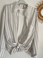 ENSEMBLE CHEMISE ET TOP CARLA RAYE BLEU ET BEIGE   TU  36/42