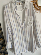 ENSEMBLE CHEMISE ET TOP CARLA RAYE BLEU ET BEIGE   TU  36/42