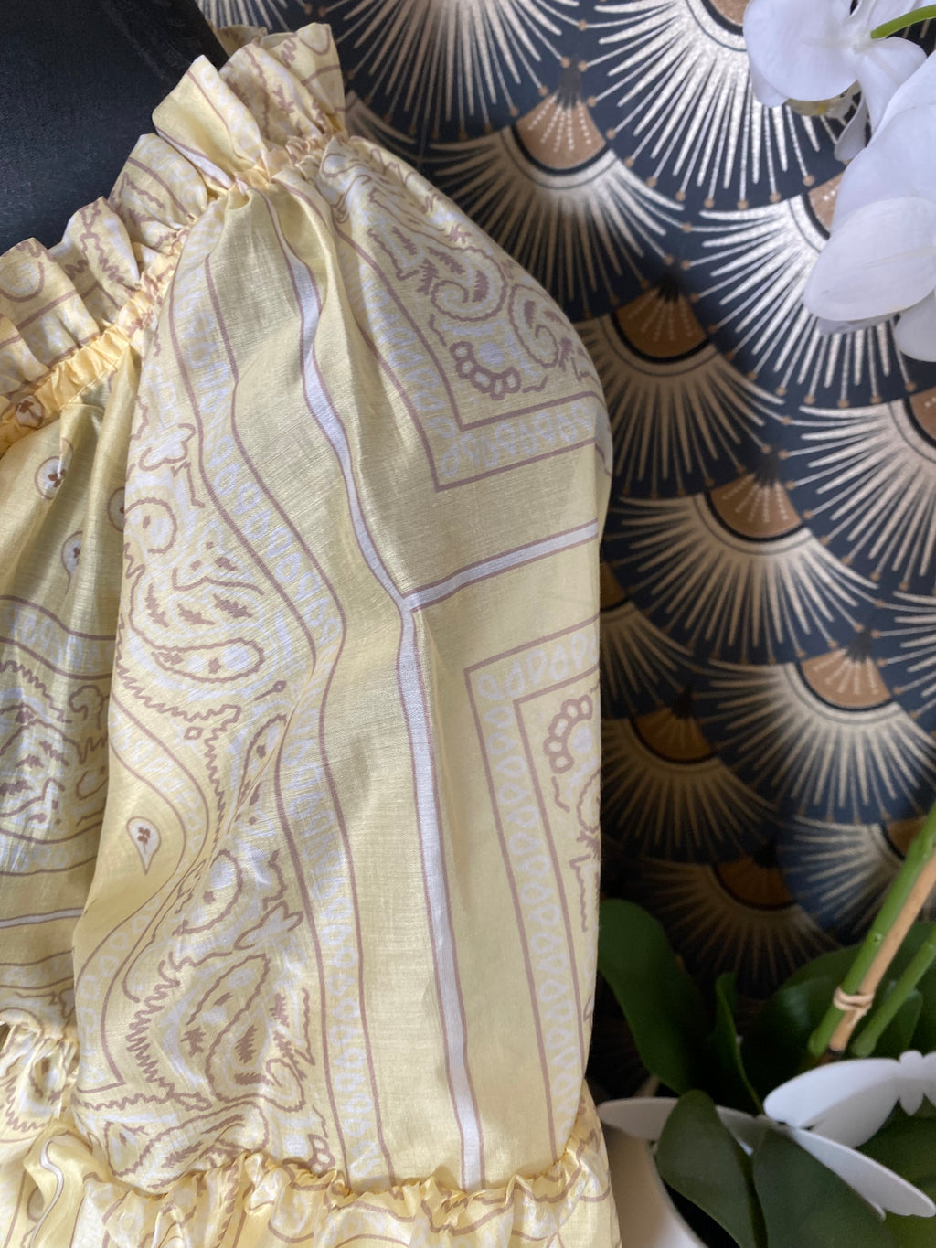BLOUSE EN TENCEL  FLUIDE BANDANA JAUNE  TU36/46