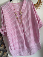 BLOUSE LONGUE  ROSE ET BLANCHE TU38/46