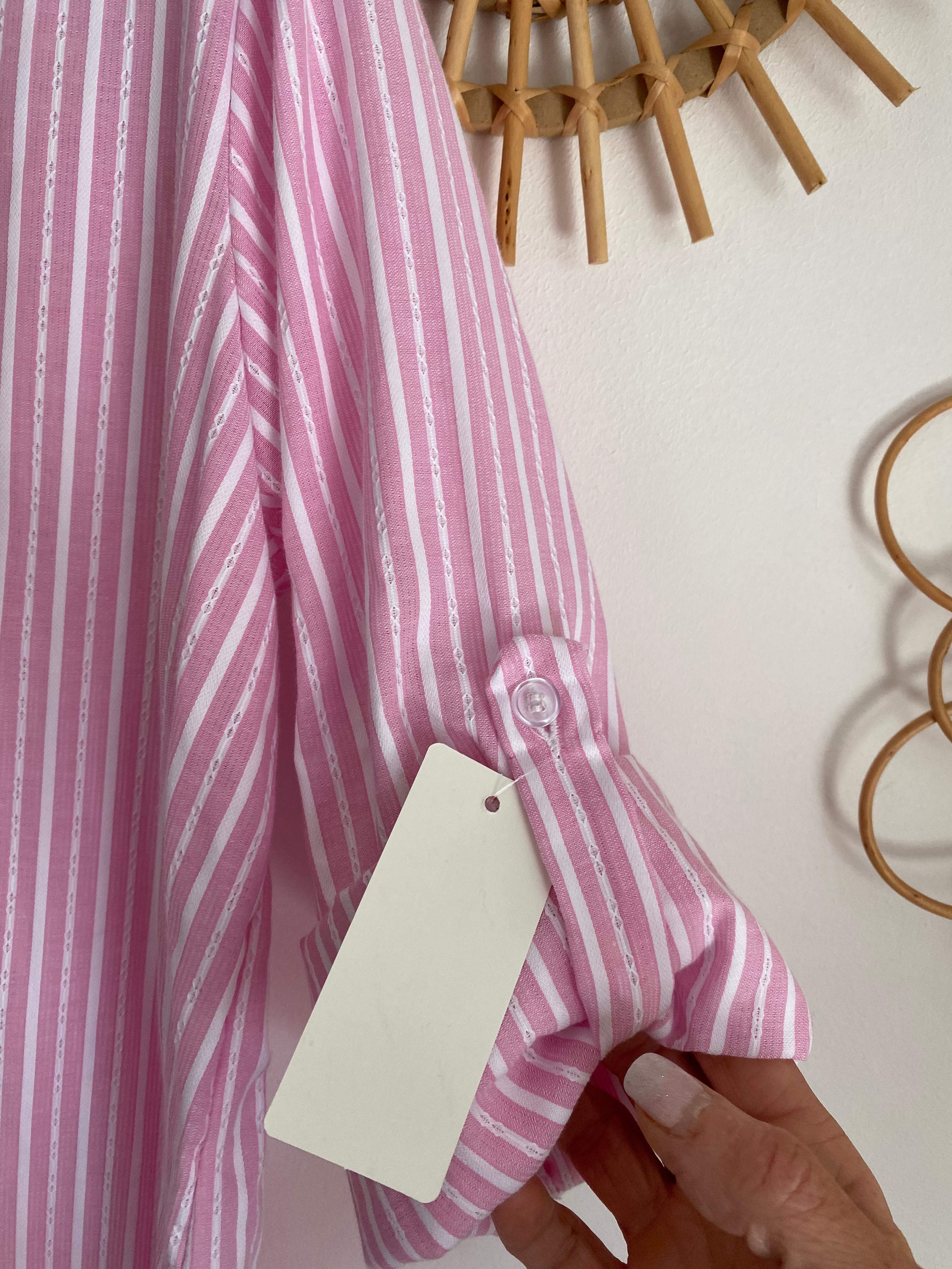 BLOUSE LONGUE  ROSE ET BLANCHE TU38/46