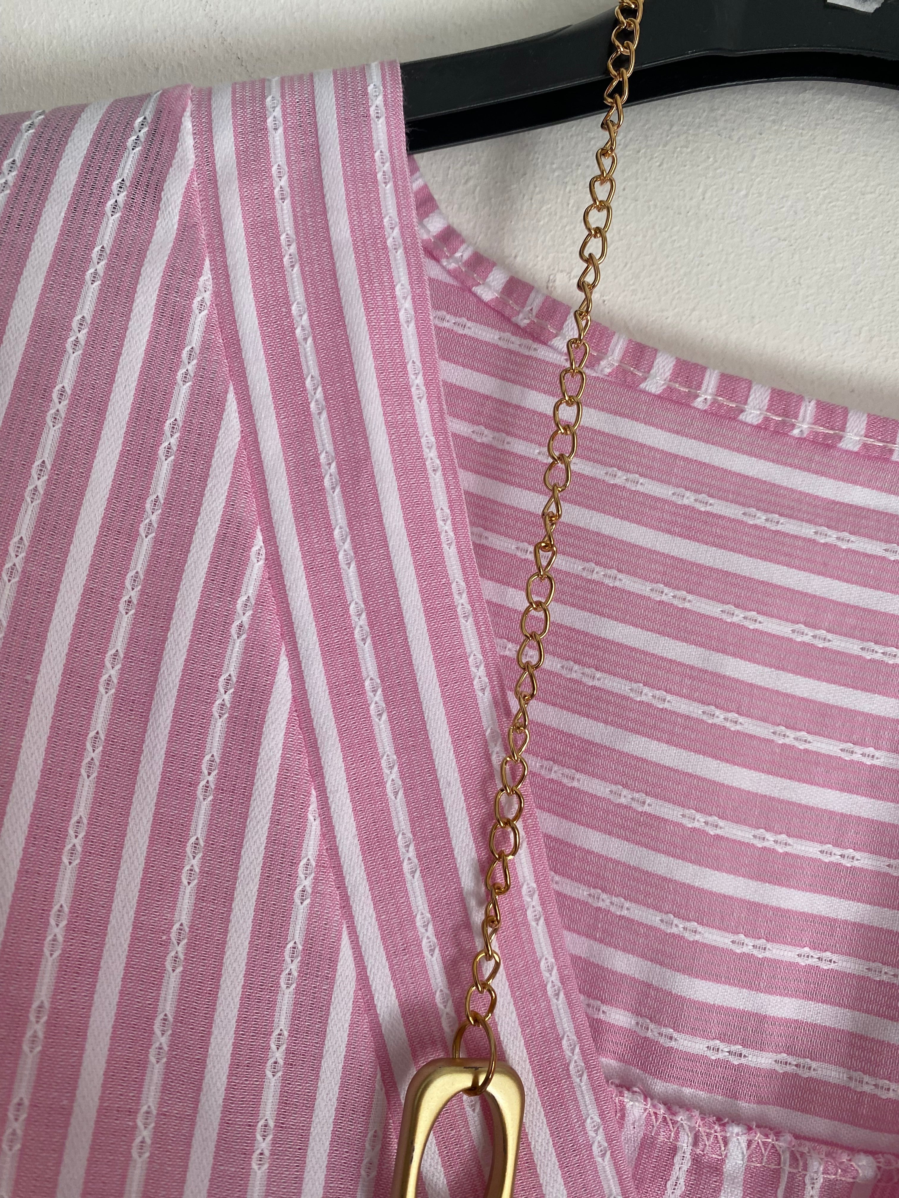 BLOUSE LONGUE  ROSE ET BLANCHE TU38/46