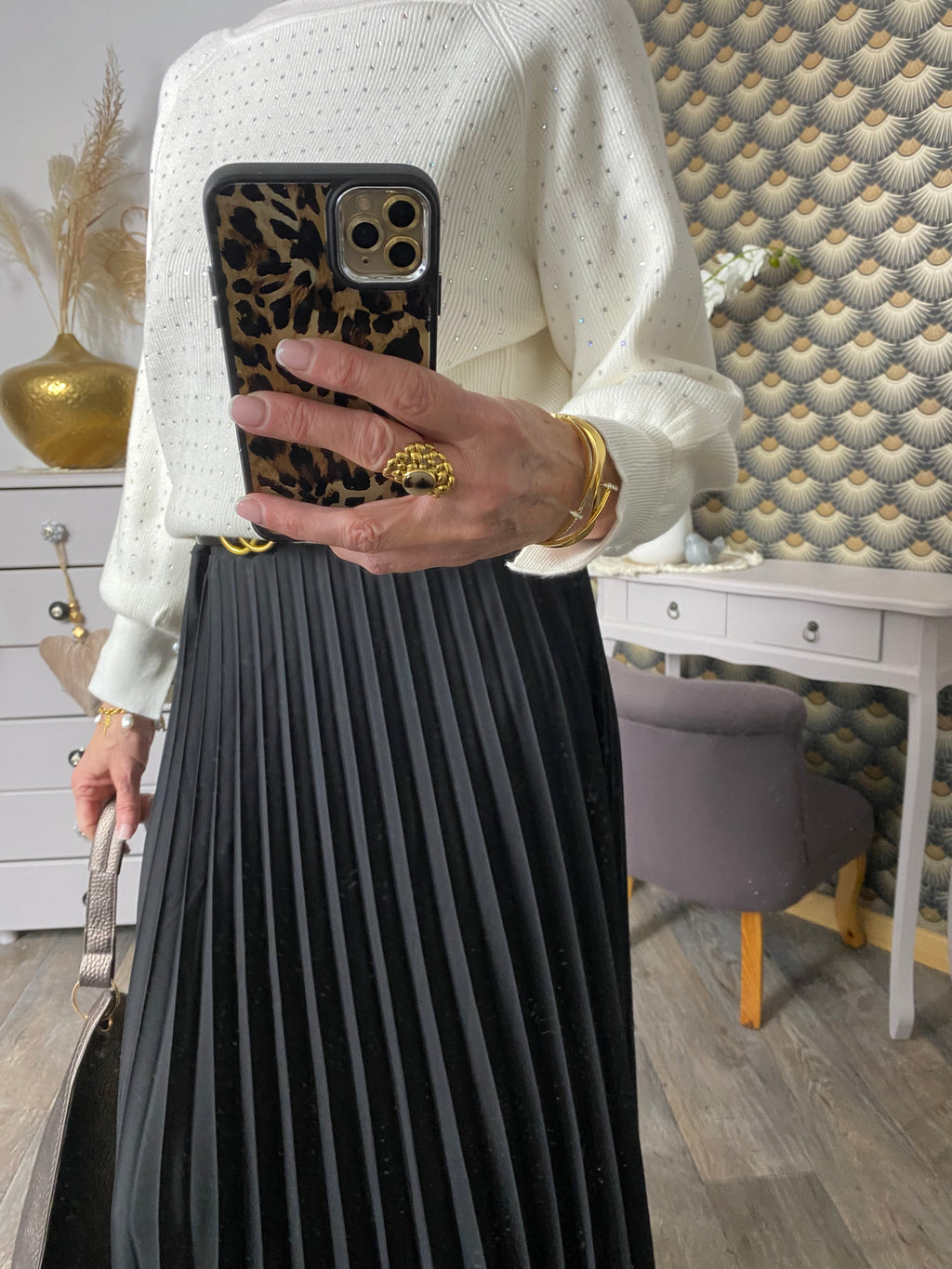 JUPE PLISSEE NOIRE  TU 36/44