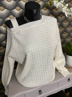PULL STRASS COCO   ECRU TU 36/42 PETIT 44