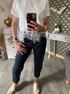 PANTALON BLEU MARINE TAILLE M OU L