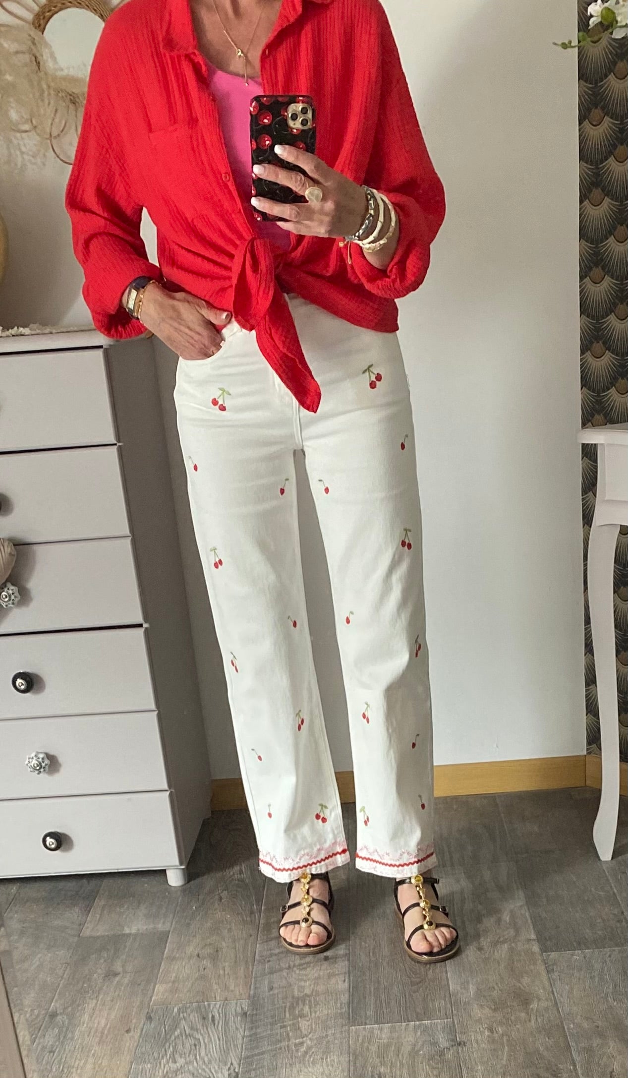 PANTALON JEAN ONADO CERISE TAILLE 36/38/44