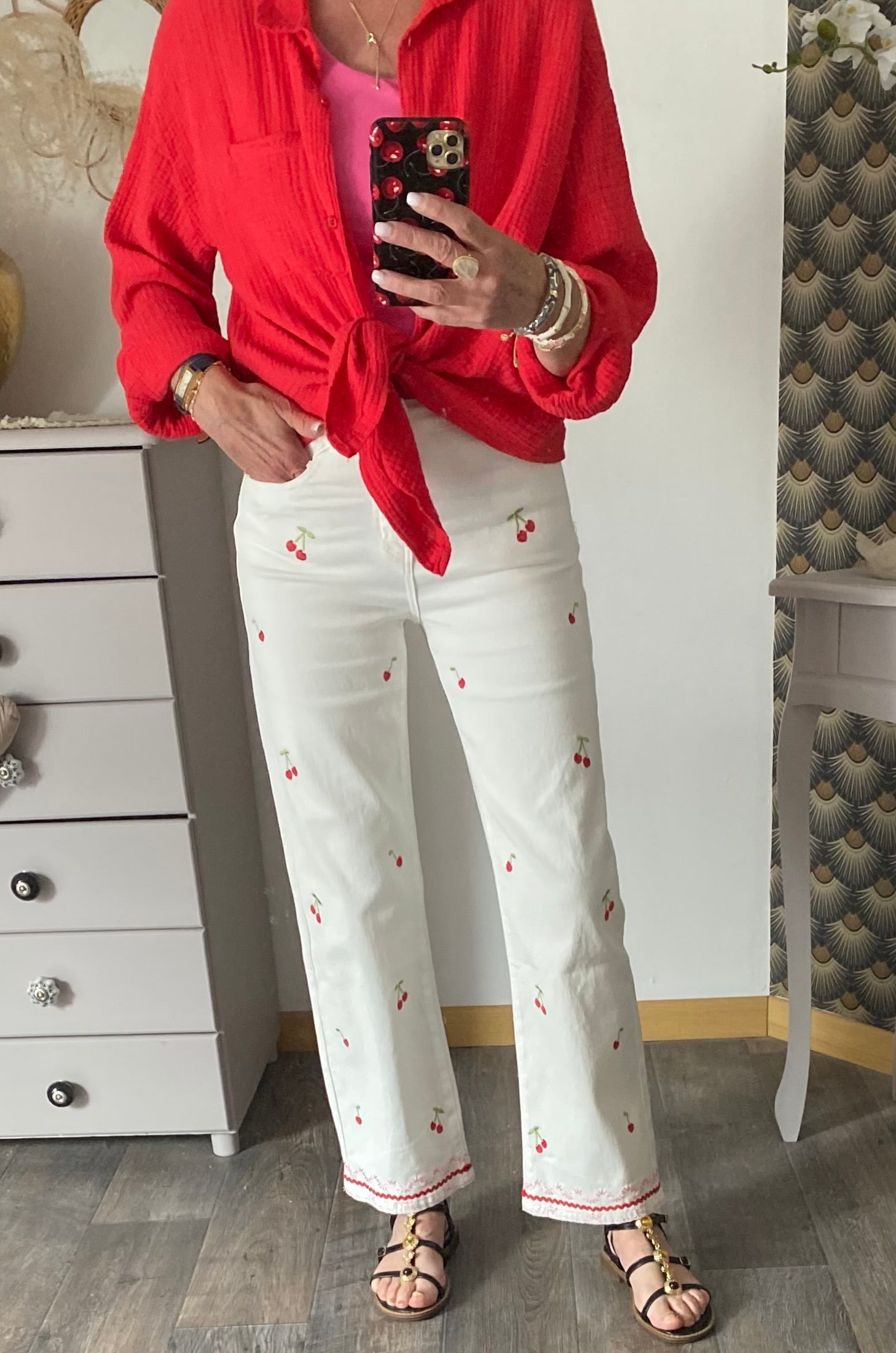 PANTALON JEAN ONADO CERISE TAILLE 36/38/44
