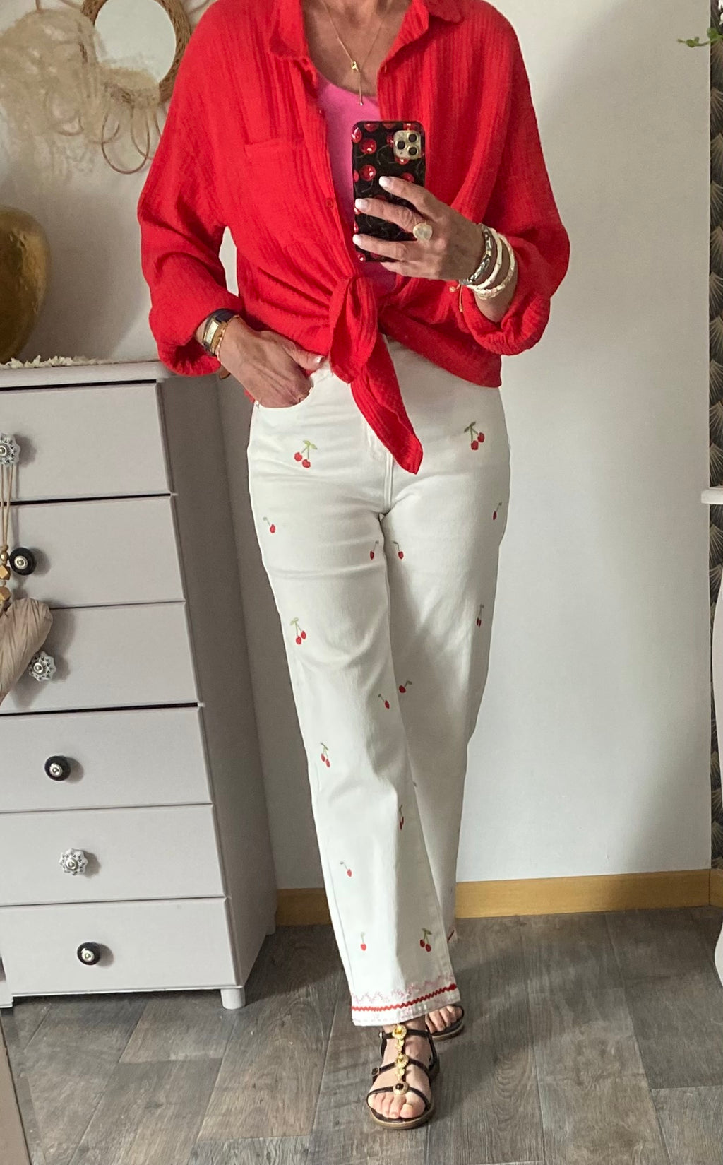 PANTALON JEAN ONADO CERISE TAILLE 36/38/44