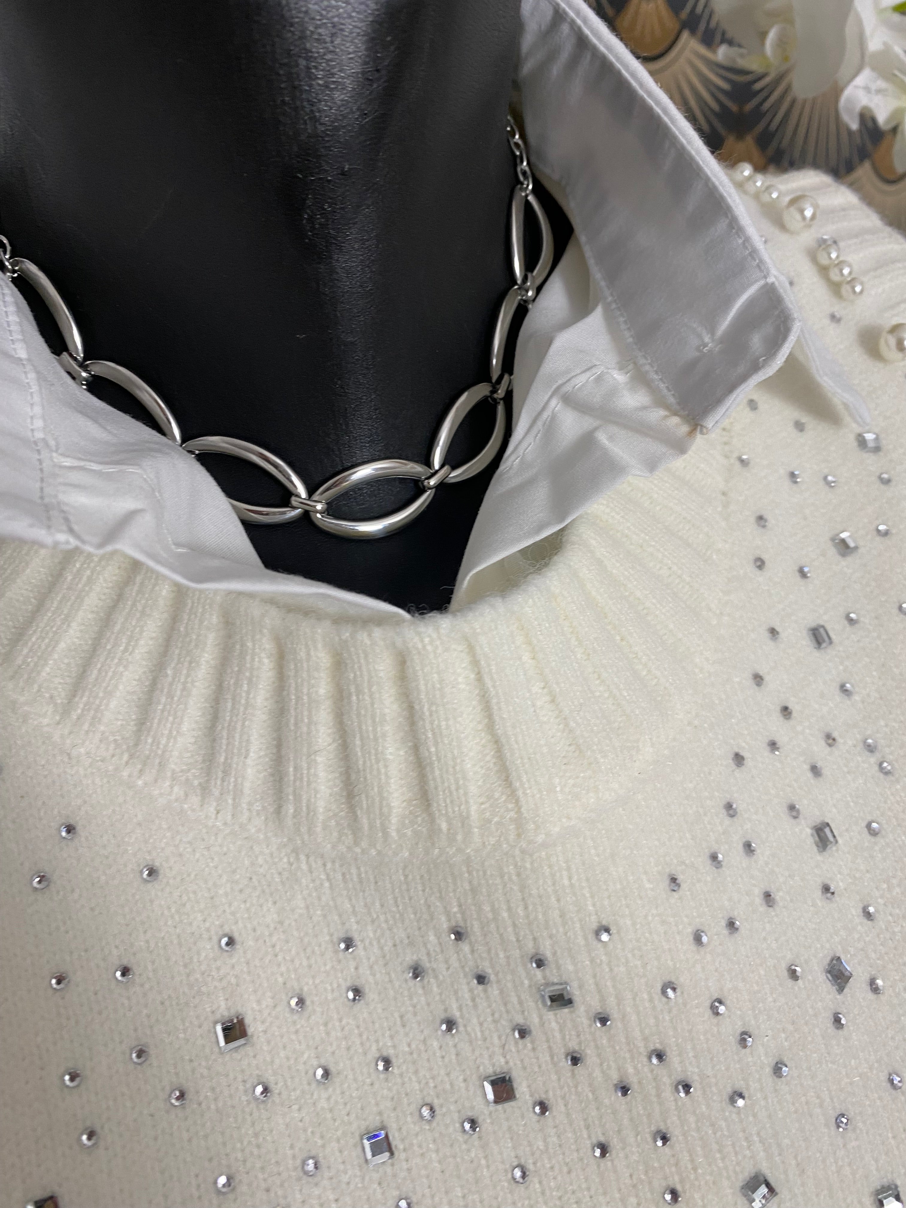 ENSEMBLE PULL PLUS CHEMISE   ECRU  TU 36/44