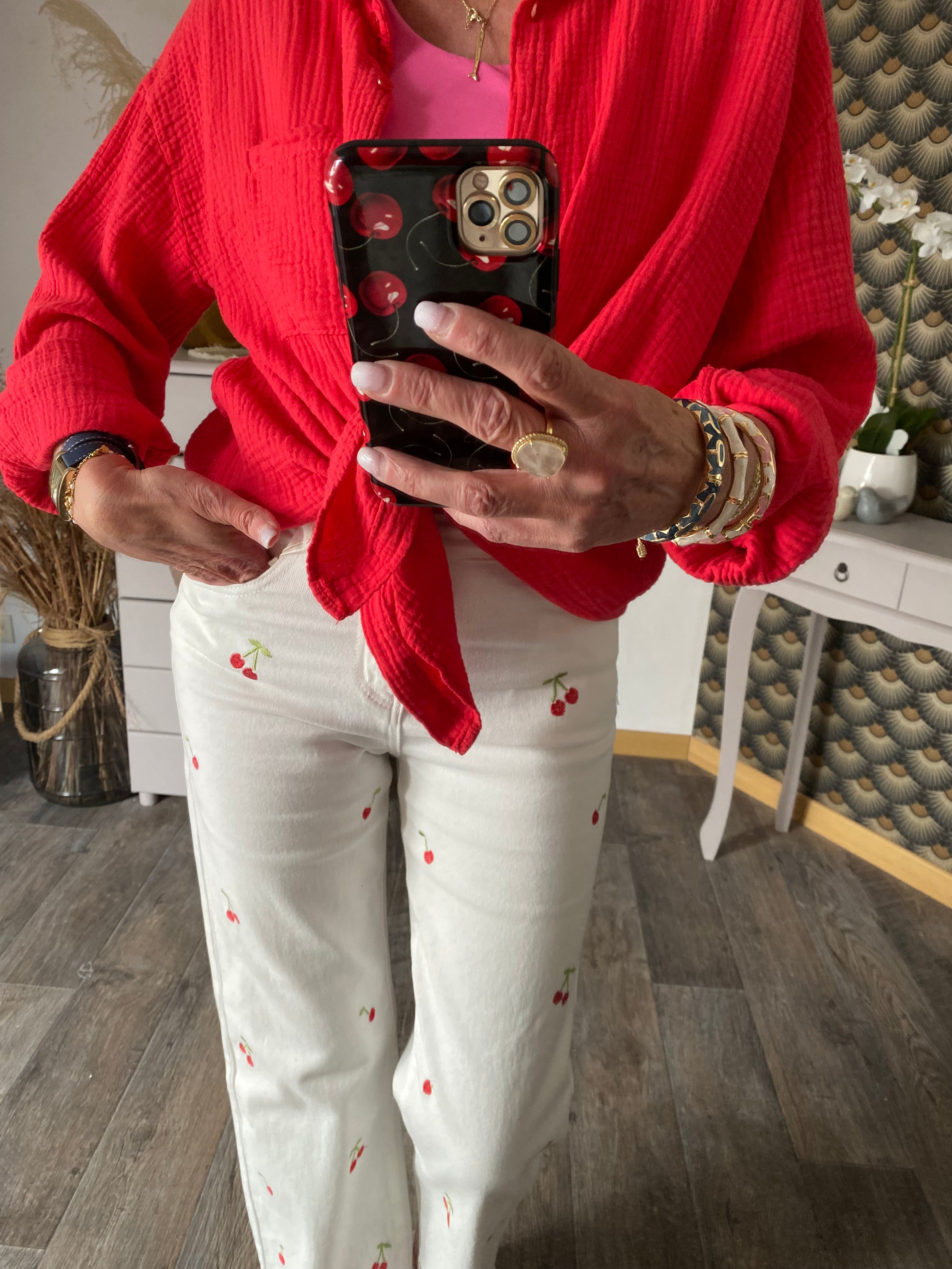 PANTALON JEAN ONADO CERISE TAILLE 36/38/44