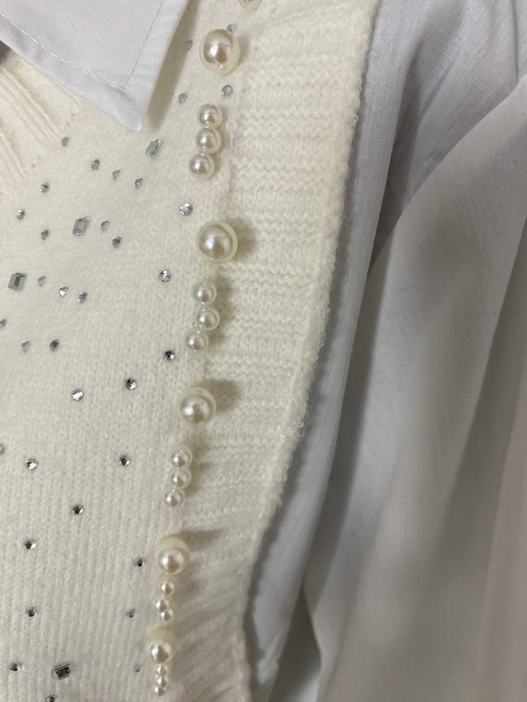 ENSEMBLE PULL PLUS CHEMISE   ECRU  TU 36/44