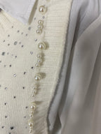 ENSEMBLE PULL PLUS CHEMISE   ECRU  TU 36/44