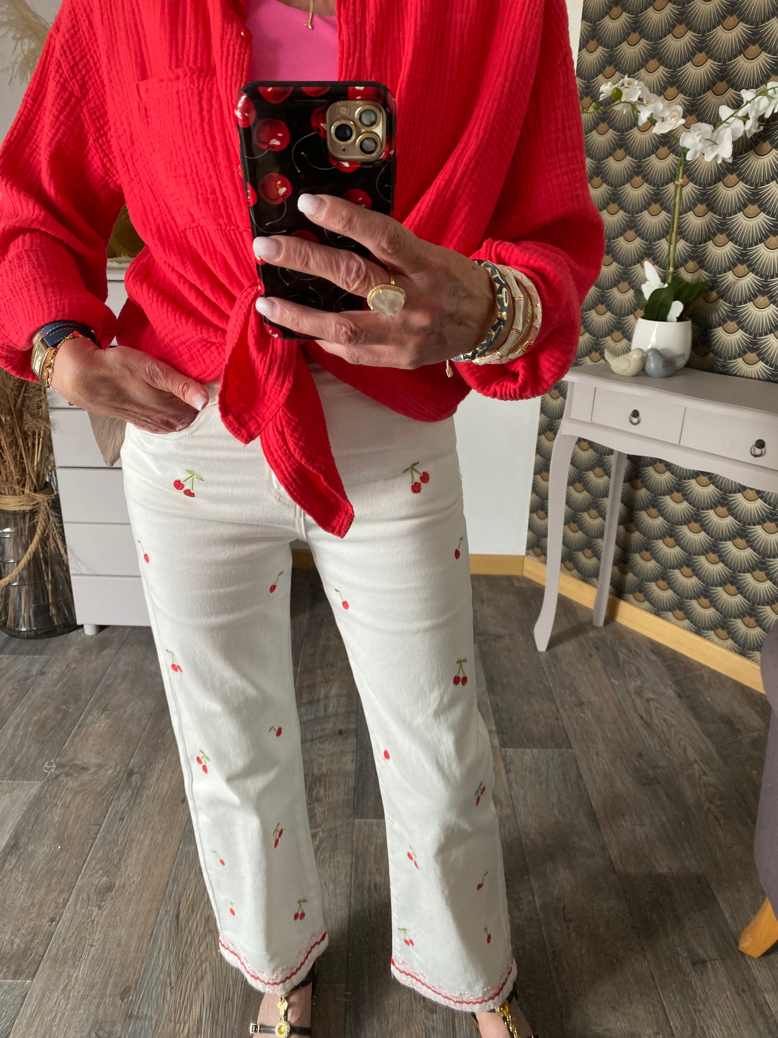 PANTALON JEAN ONADO CERISE TAILLE 36/38/44