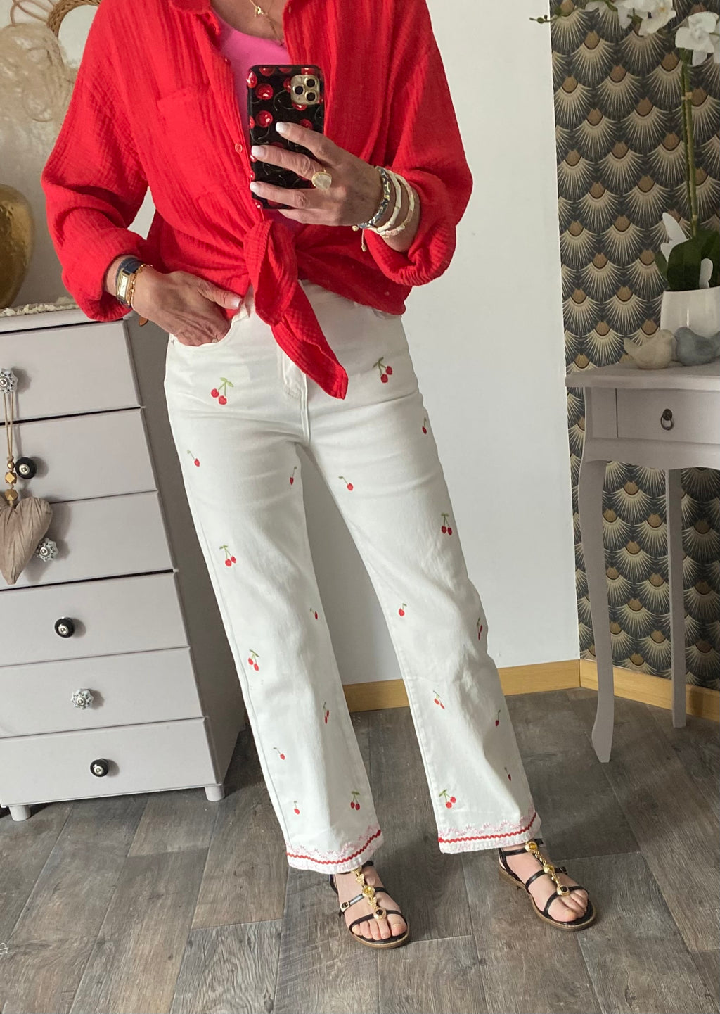 PANTALON JEAN ONADO CERISE TAILLE 36/38/44