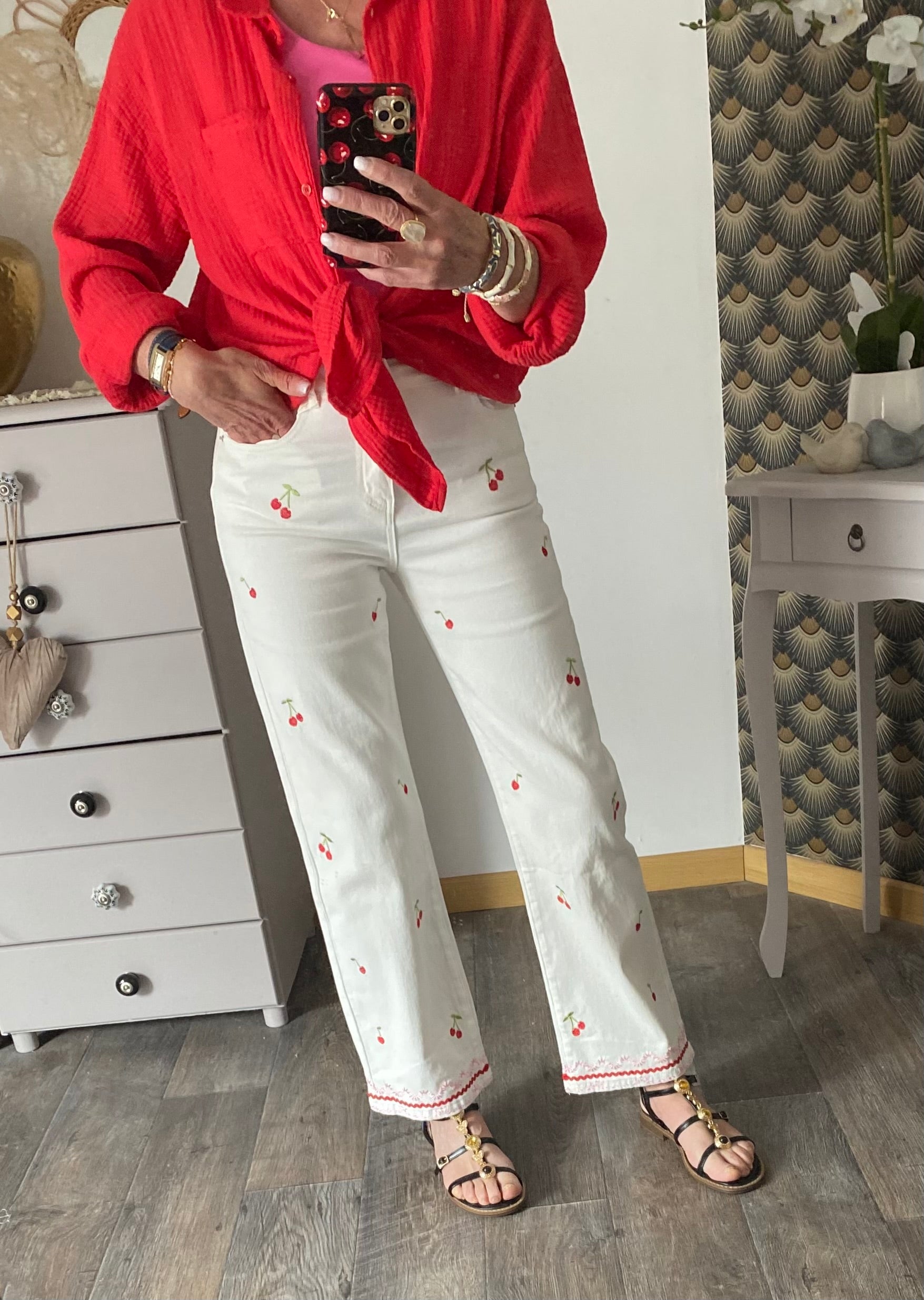 PANTALON JEAN ONADO CERISE TAILLE 36/38/44