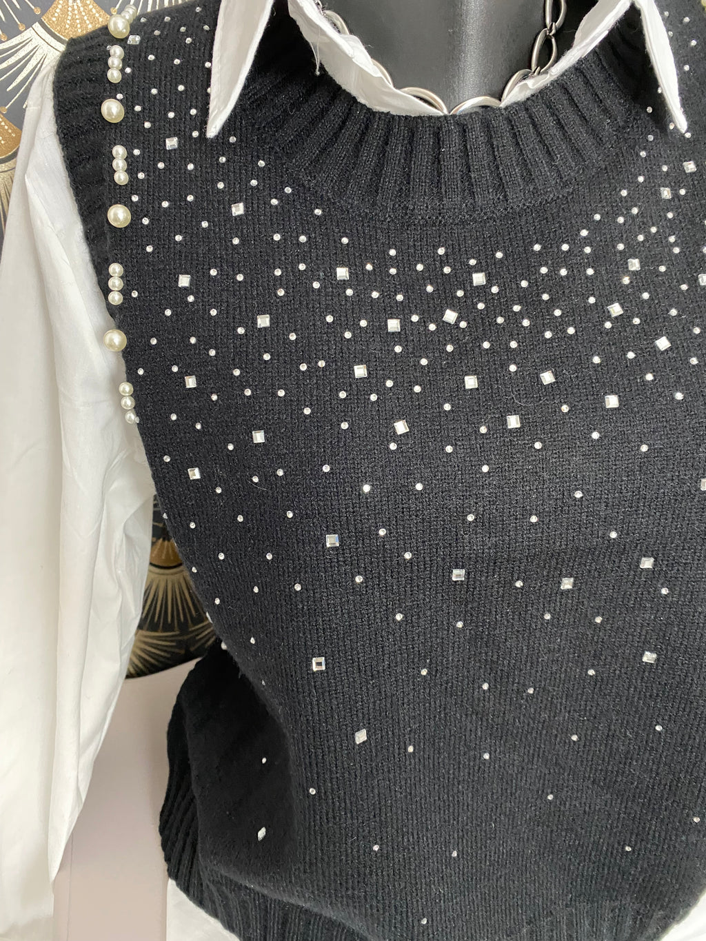 ENSEMBLE PULL PLUS CHEMISE   NOIR TU 36/44