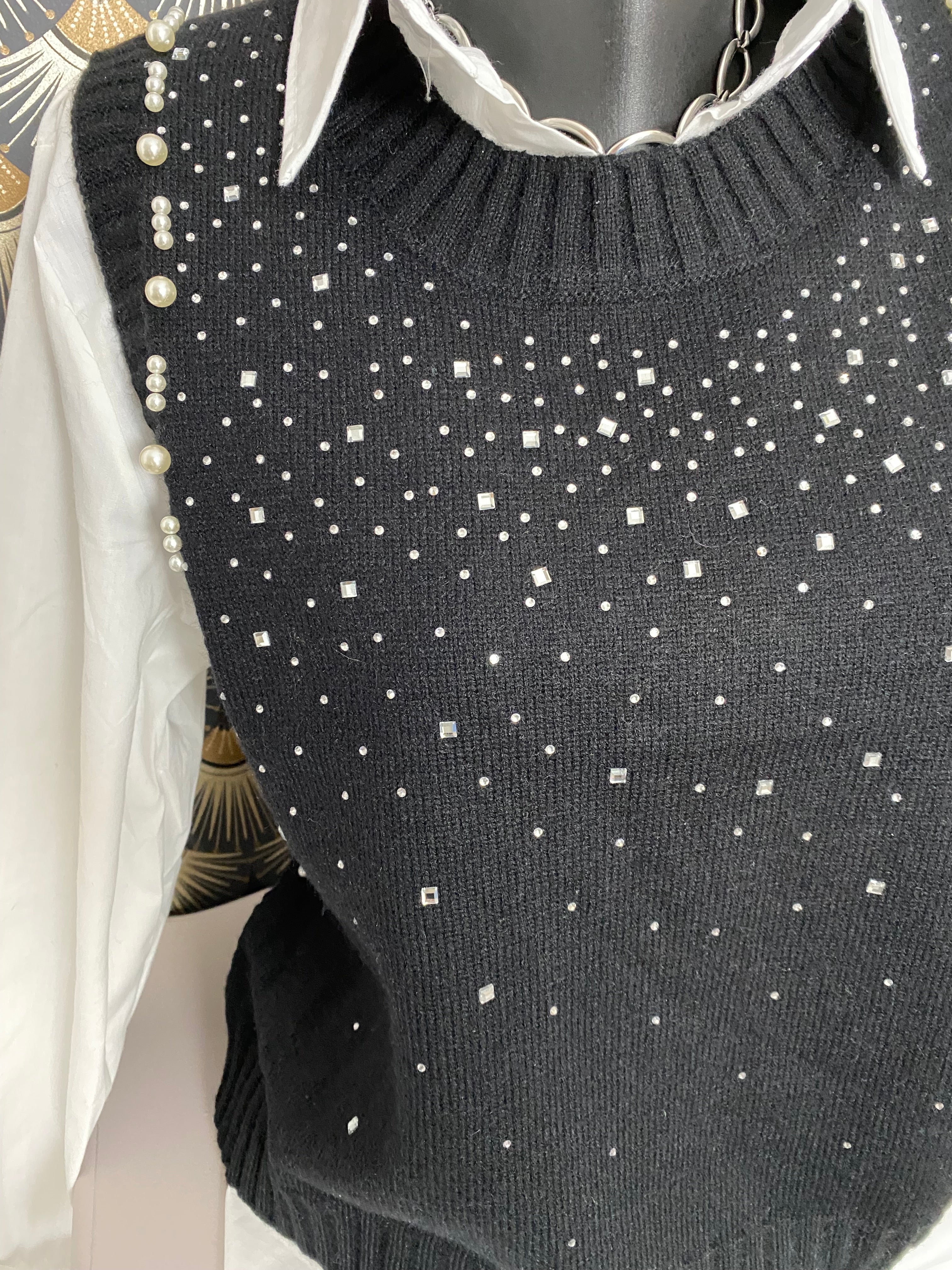 ENSEMBLE PULL PLUS CHEMISE   NOIR TU 36/44