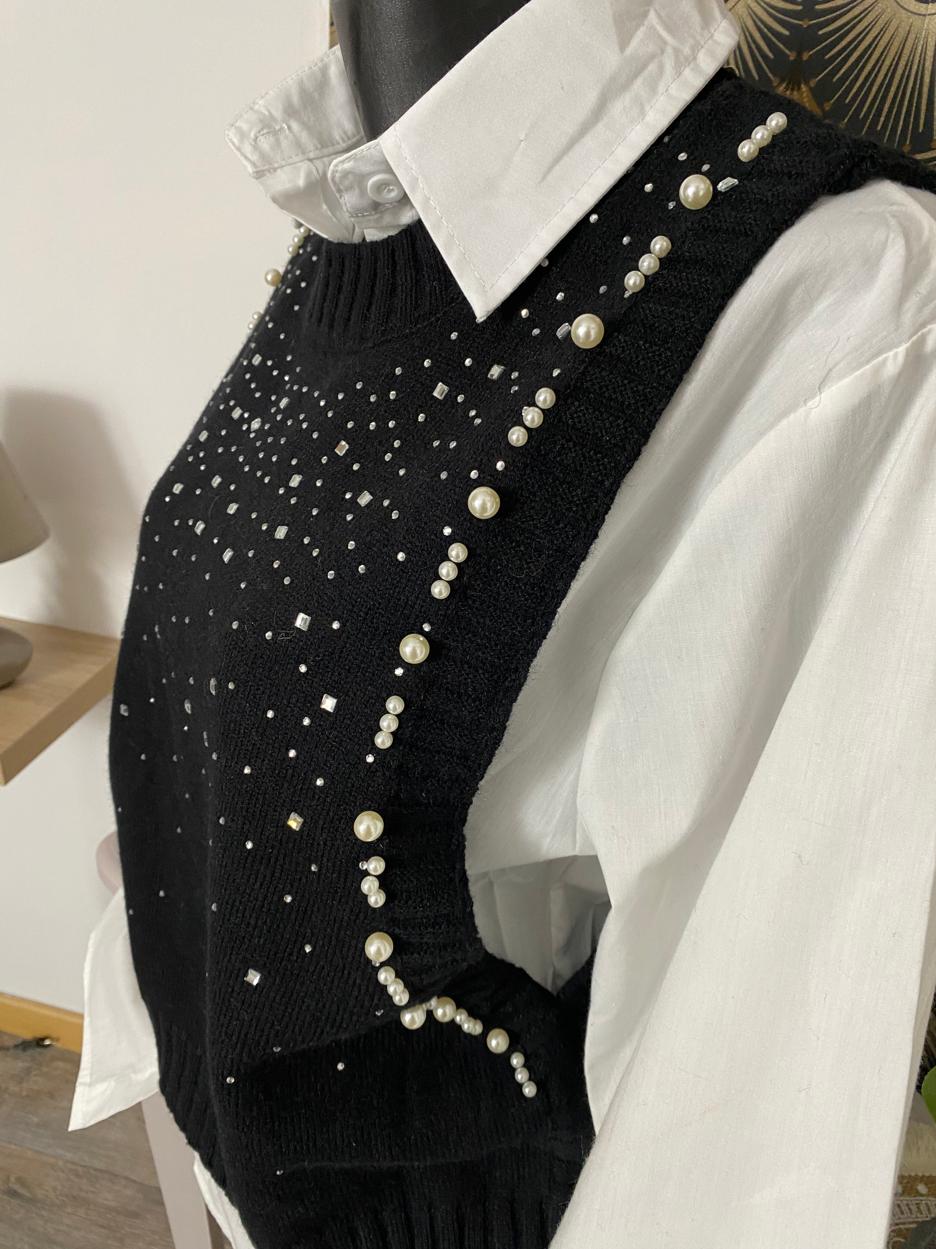 ENSEMBLE PULL PLUS CHEMISE   NOIR TU 36/44