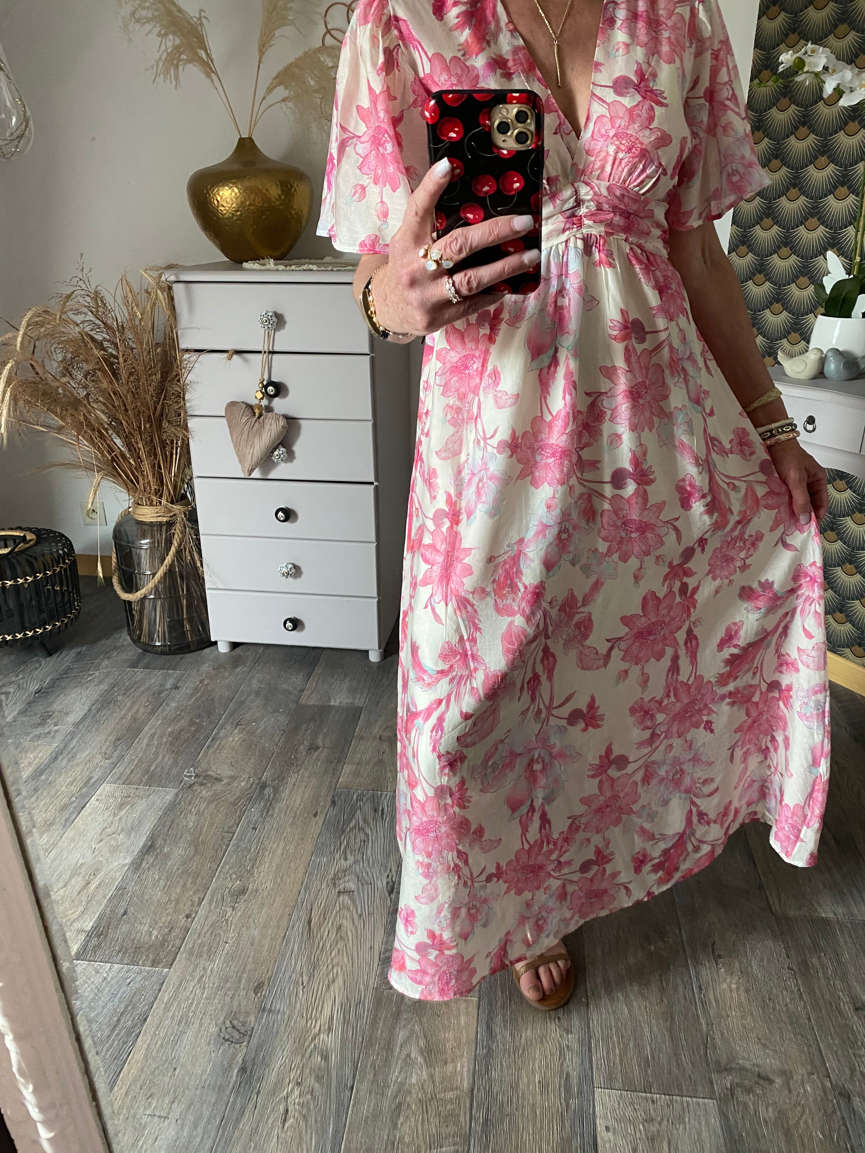 ROBE  LONGUE EMMA  MODELE 4 FUSHIA  TAILLE S/M OU M/L