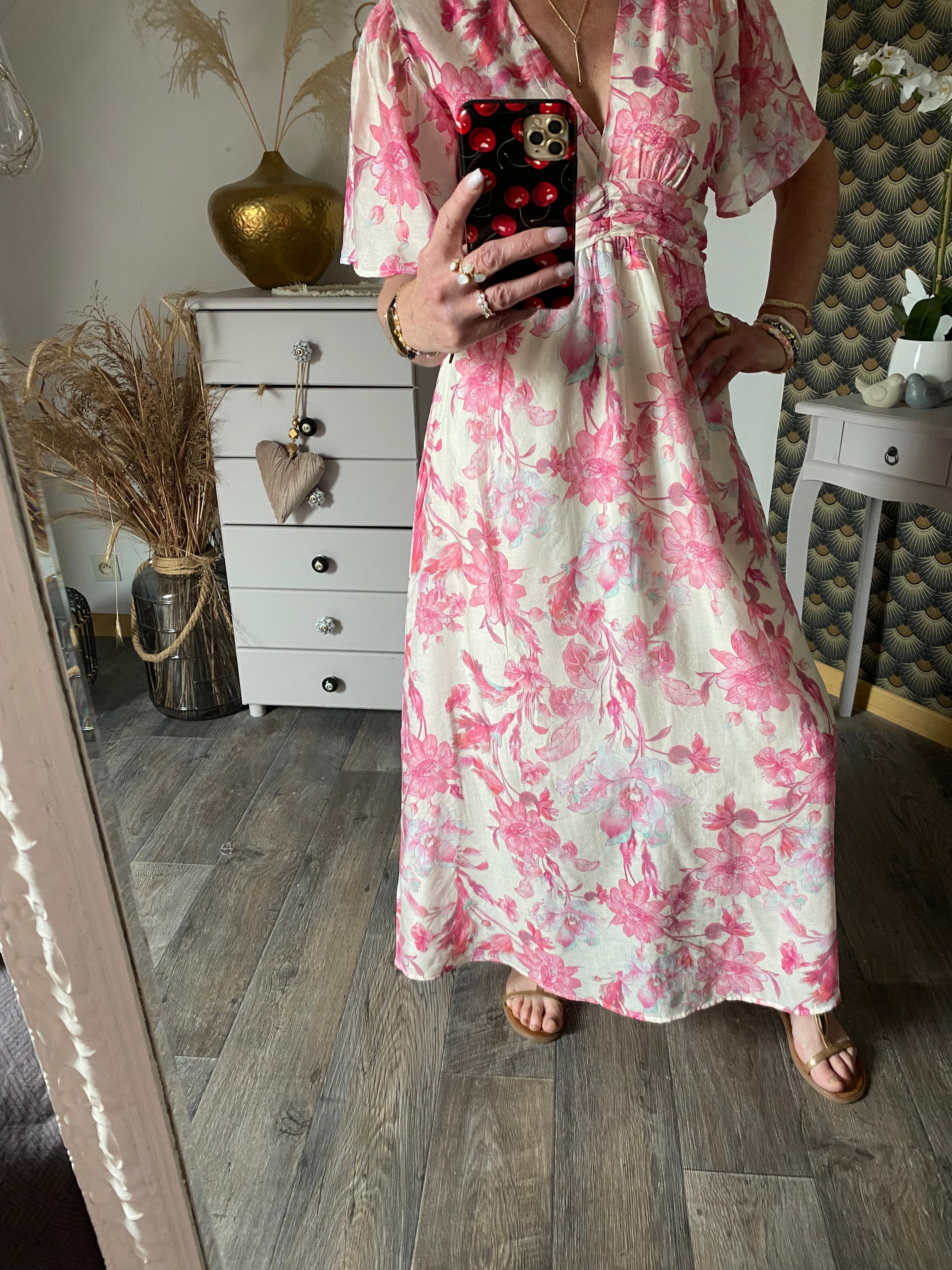 ROBE  LONGUE EMMA  MODELE 4 FUSHIA  TAILLE S/M OU M/L