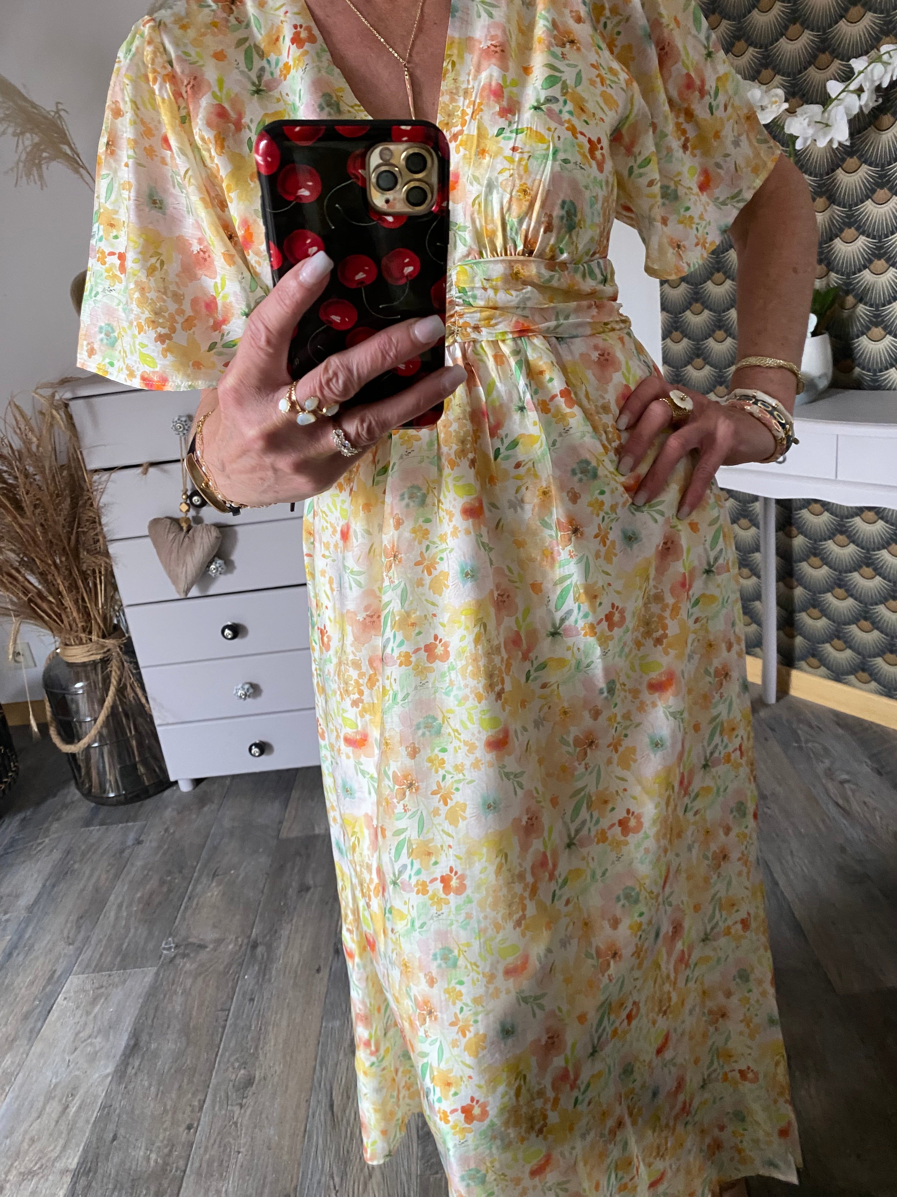 ROBE LONGUE  EMMA  MODELE 3 JAUNE  TAILLE S/M OU M/L