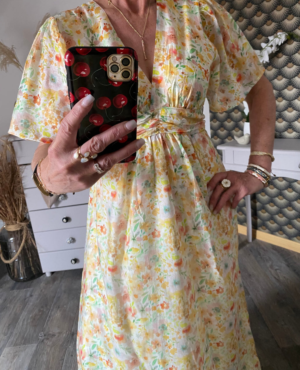 ROBE LONGUE  EMMA  MODELE 3 JAUNE  TAILLE S/M OU M/L