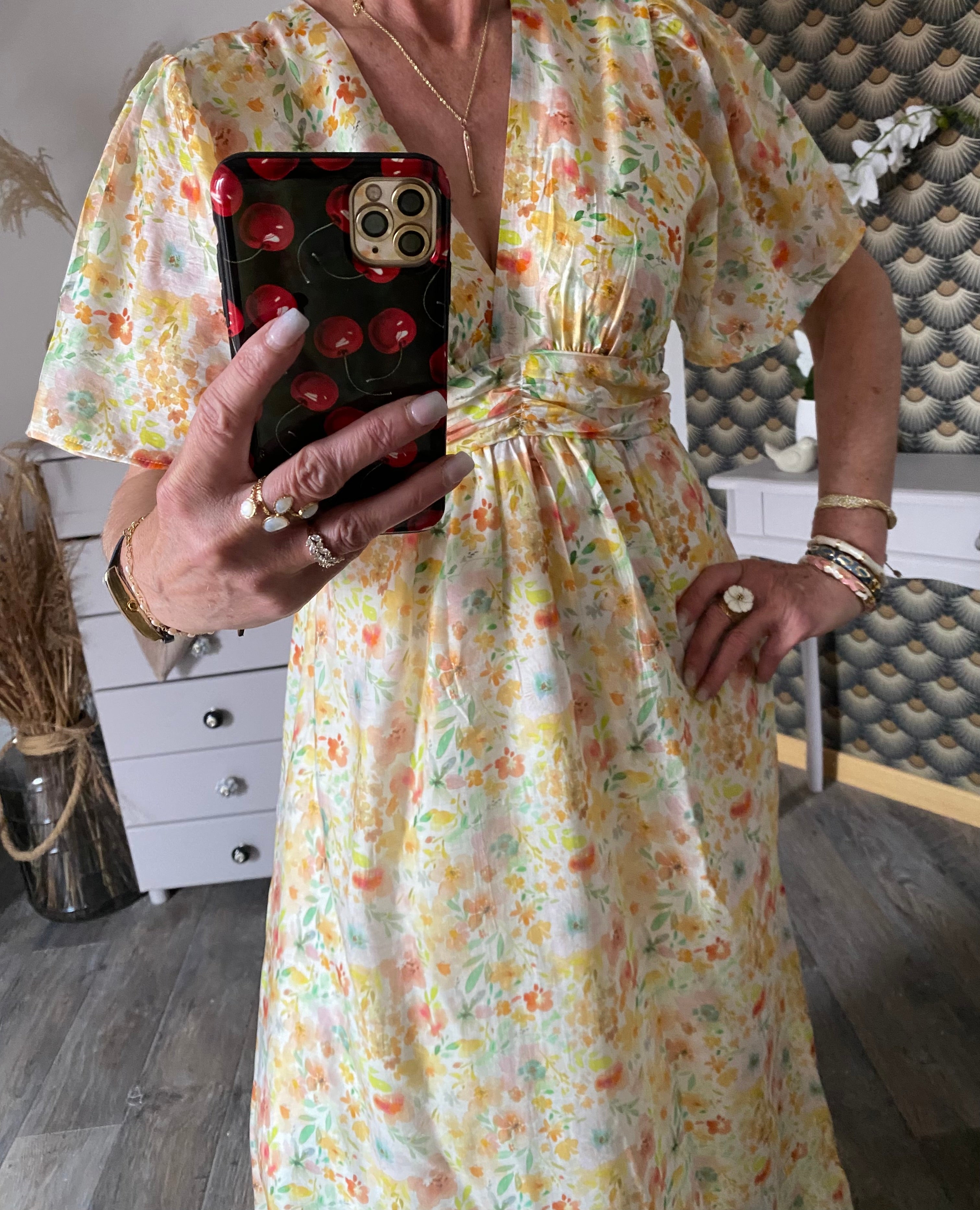 ROBE LONGUE  EMMA  MODELE 3 JAUNE  TAILLE S/M OU M/L
