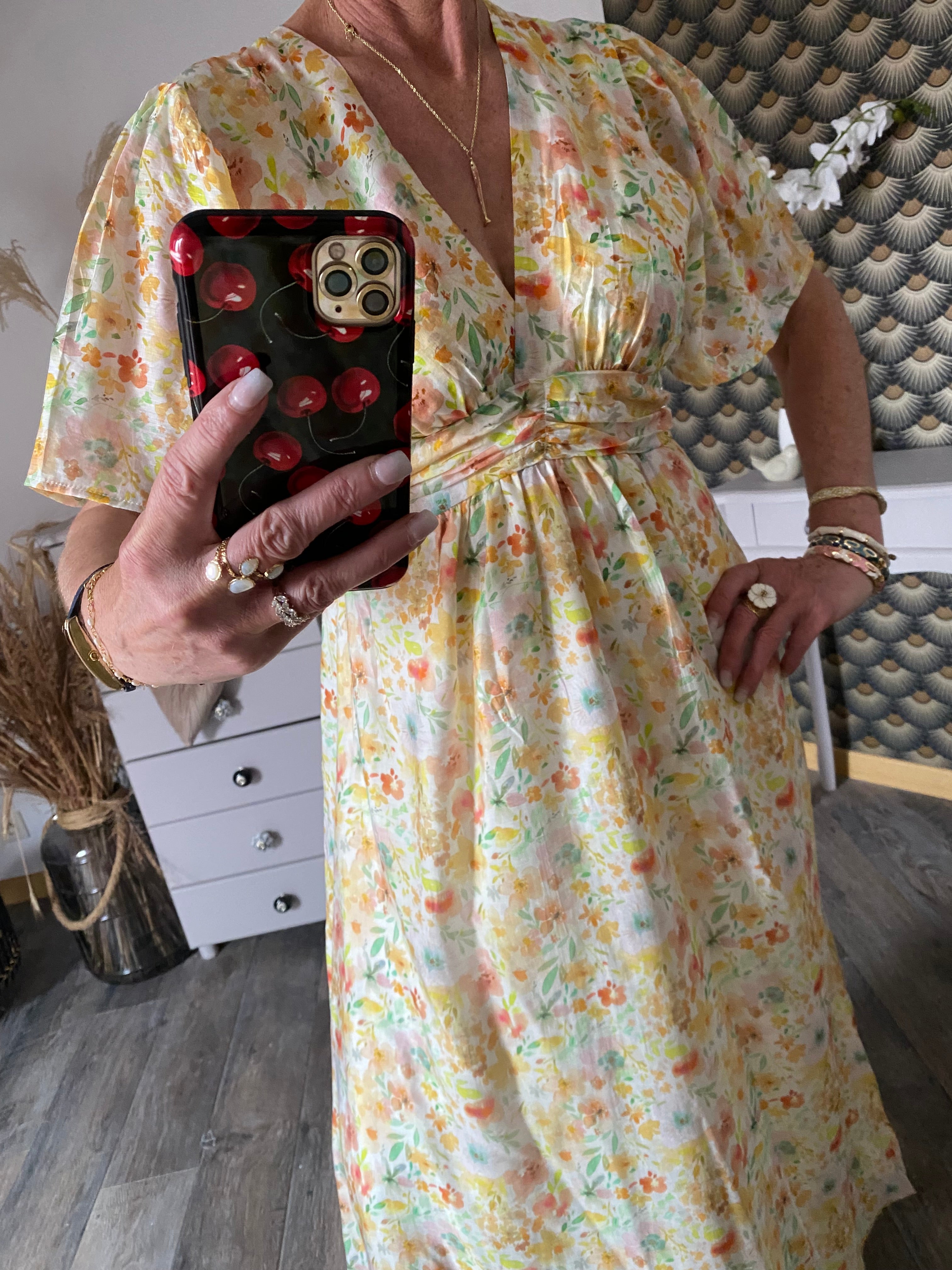 ROBE LONGUE  EMMA  MODELE 3 JAUNE  TAILLE S/M OU M/L