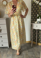 ROBE LONGUE  EMMA  MODELE 3 JAUNE  TAILLE S/M OU M/L