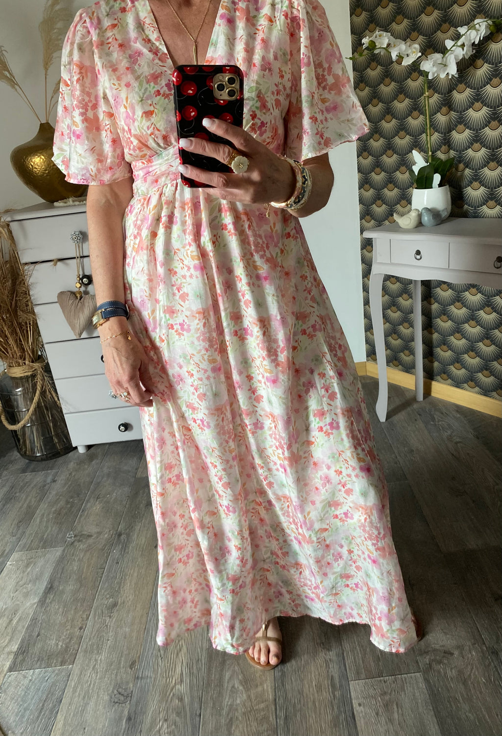 ROBE  LONGUE EMMA  MODELE 2 ROSE   TAILLE S/M OU M/L