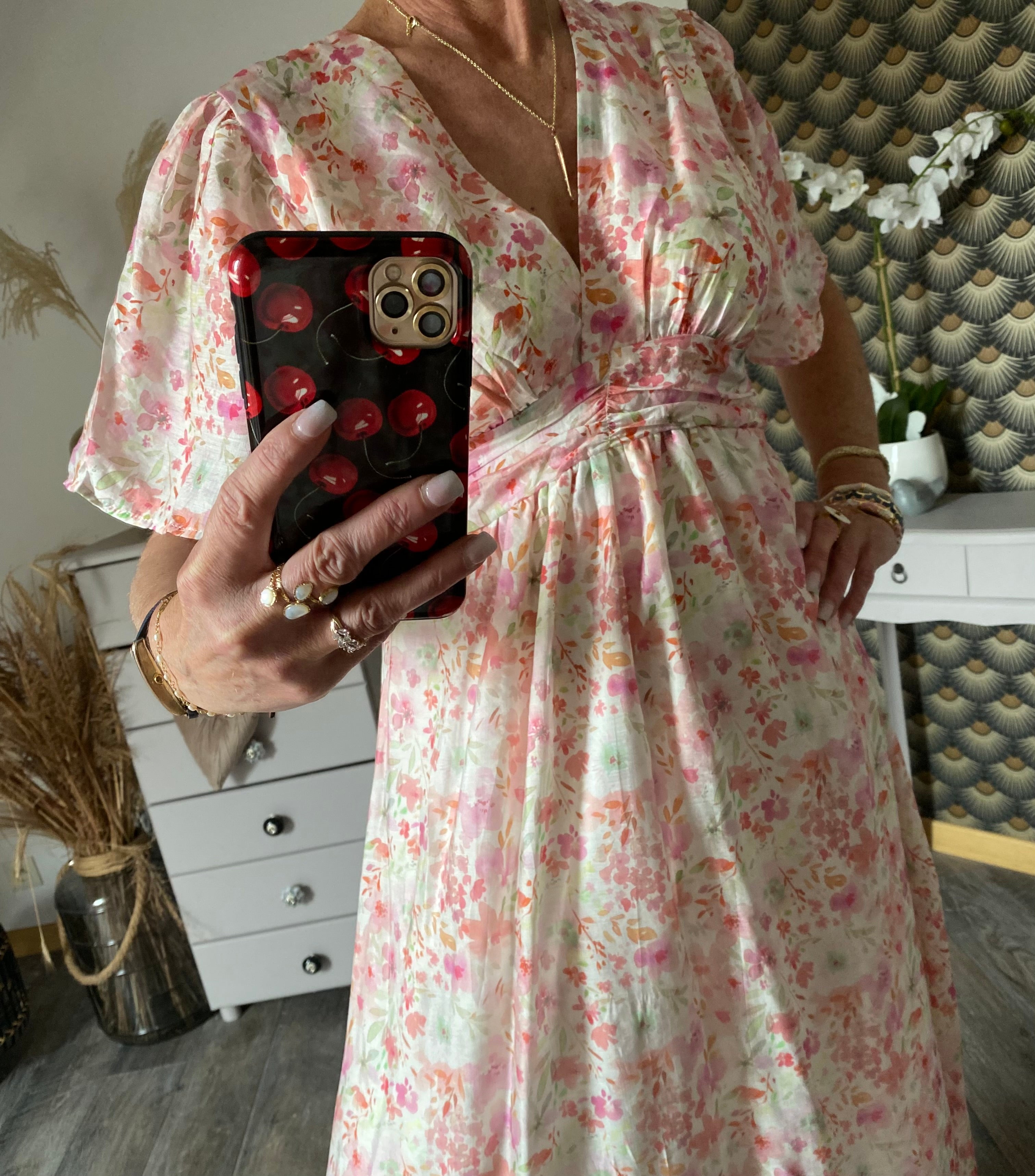 ROBE  LONGUE EMMA  MODELE 2 ROSE   TAILLE S/M OU M/L